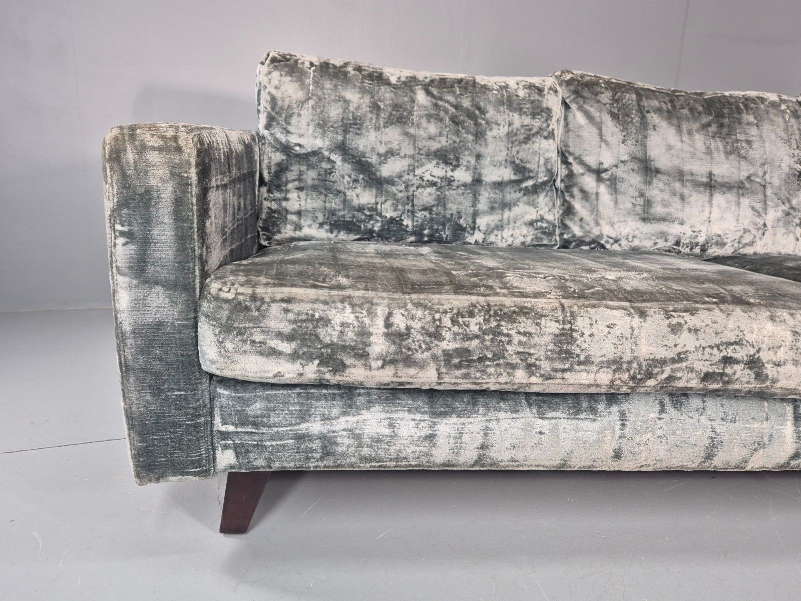 Huge 4 Seater Settee Turquoise Velvet Ex Hotel Modern Design Retro Eb11608 M4ss photo for sale