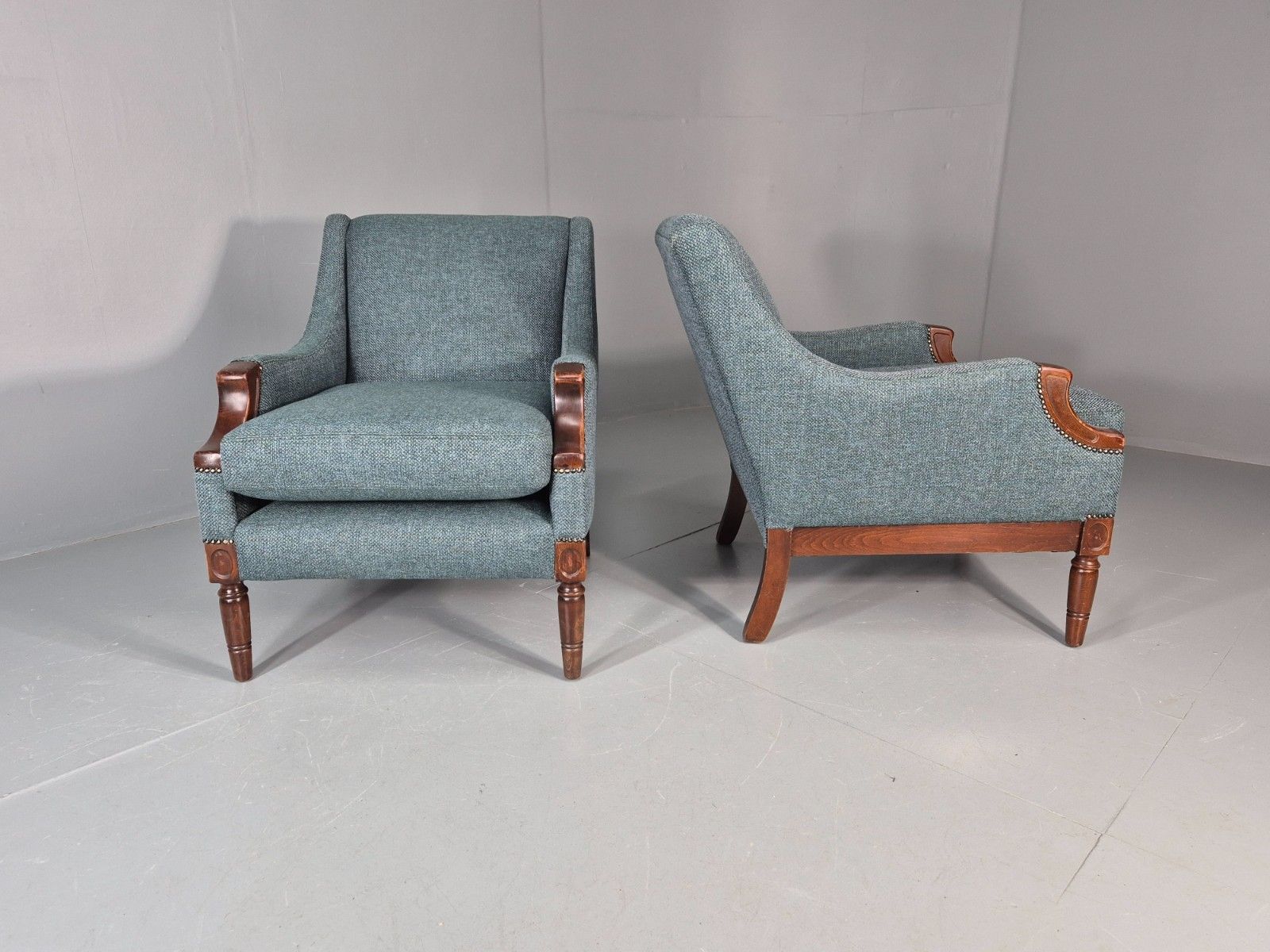 Furniture 2 Vintage Regency Style Armchairs 1970s Danish New Upholstery  Eb11135 Vclo photo