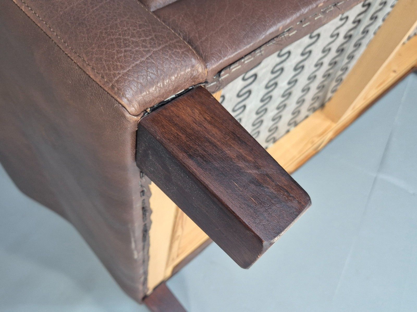 photo for sale Vintage Danish Two Seater Settee In Brown Leather 1970s Danish Retro Eb8351 M2ss