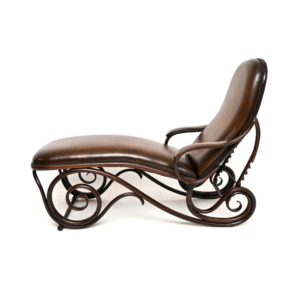 Antique Bentwood Leather Chaise Longue By Thonet