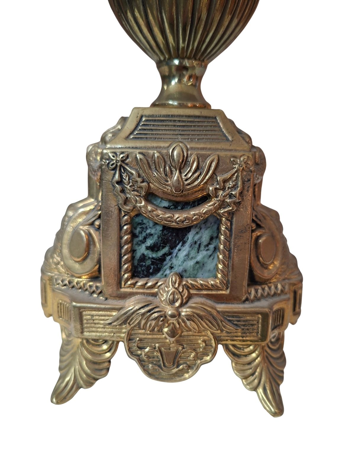 Lampada Da Tavolo Vintage Stile Neoclassico In Ottone E Marmo Verde Anni '50 photo 518.19