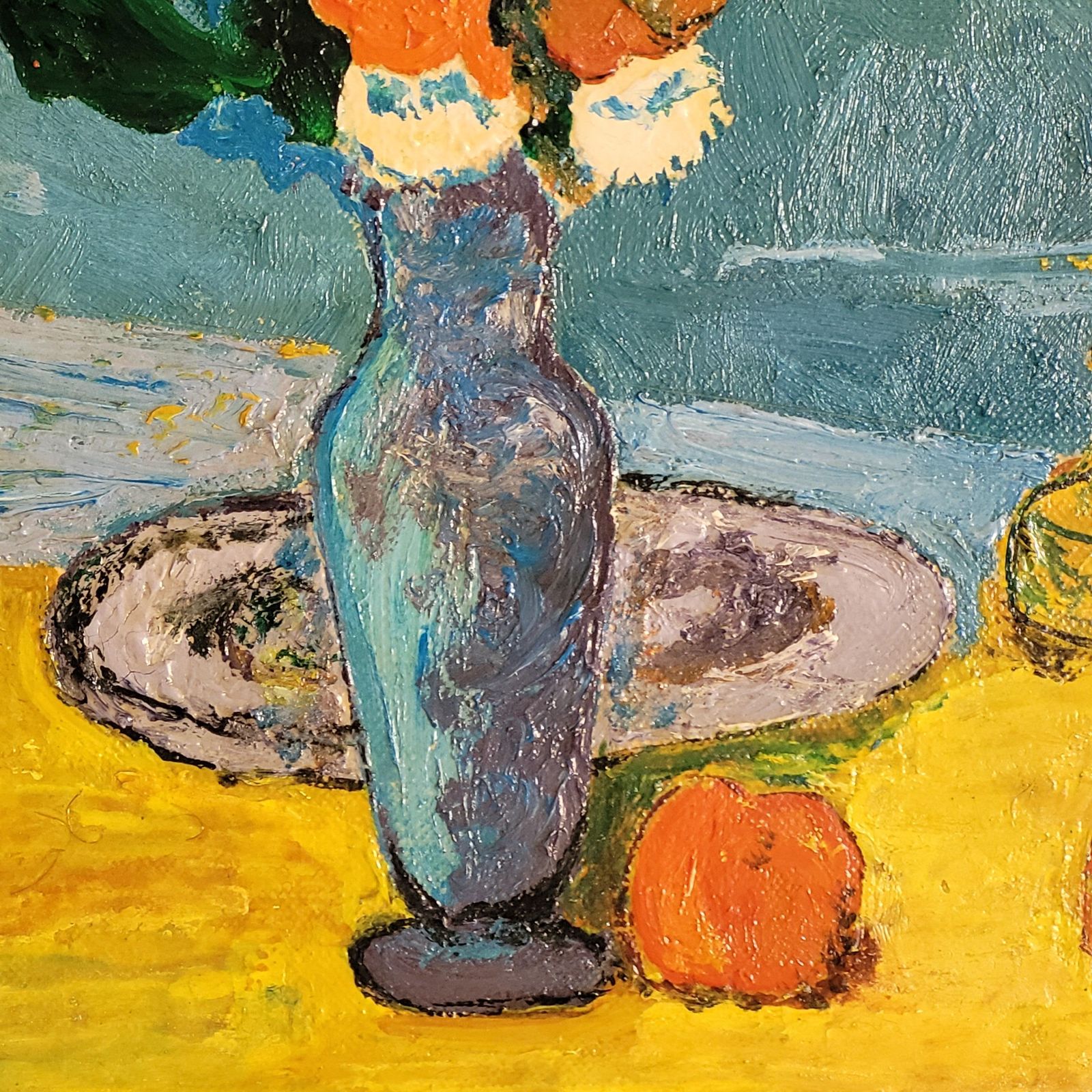 Cezanne Inspired Still Life. 'The Blue Vase". Oil On Board. 35cm X 30cm.1990 By Amaday photo vinterior