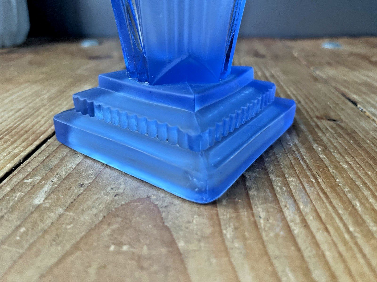 photo for sale Beautiful Blue Art Deco Walther & Sohne Greta Stepped Base Flower Vase Posy 30's