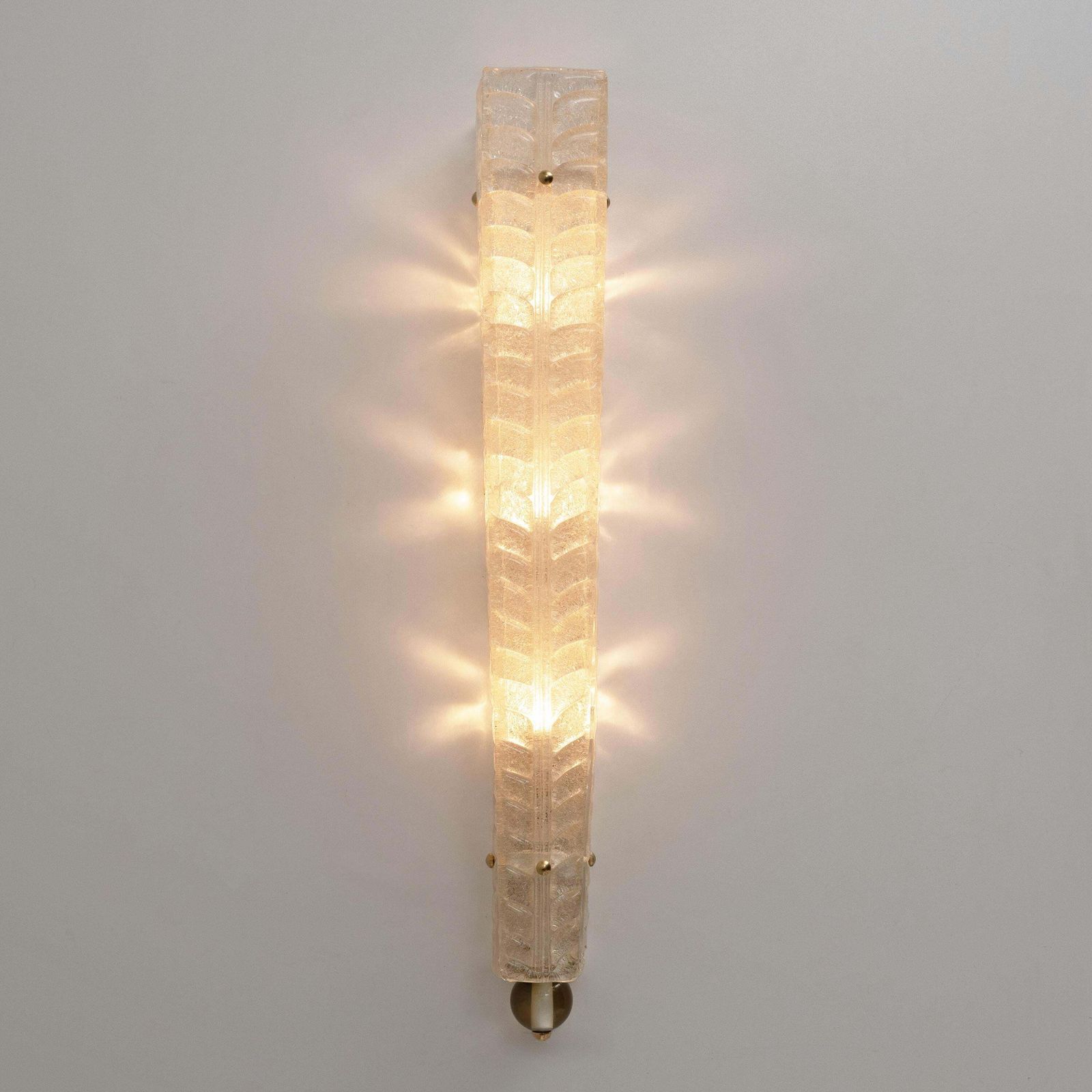 Pair Of Art Deco Style Brass And Murano Glass Gold Graniglia Sconces photo for sale
