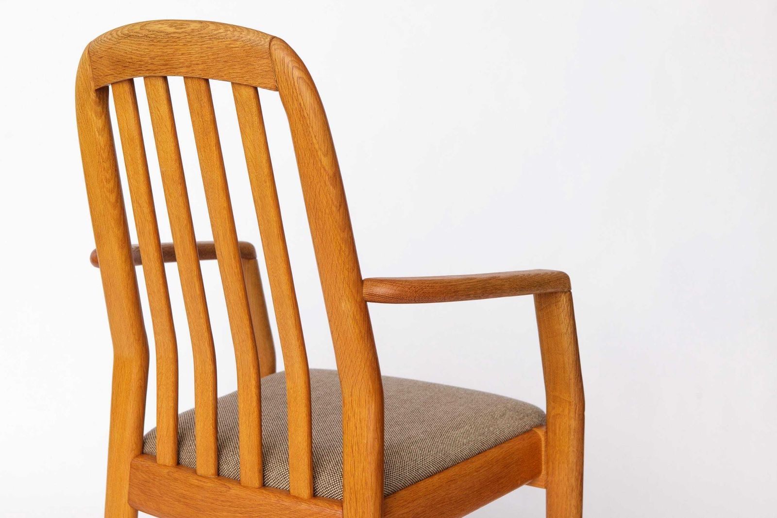 Furniture Set Of 5 Dyrlund Oak Armchairs, Danish Mid Century Dining Chairs 1970s, Solid Oak Vintage Armchairs photo