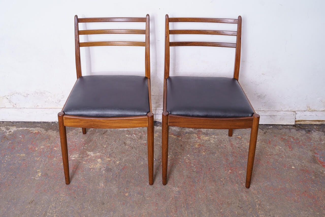 2 G Plan Mid Century Teak Dining Chairs, Newly Upholstered photo vintage