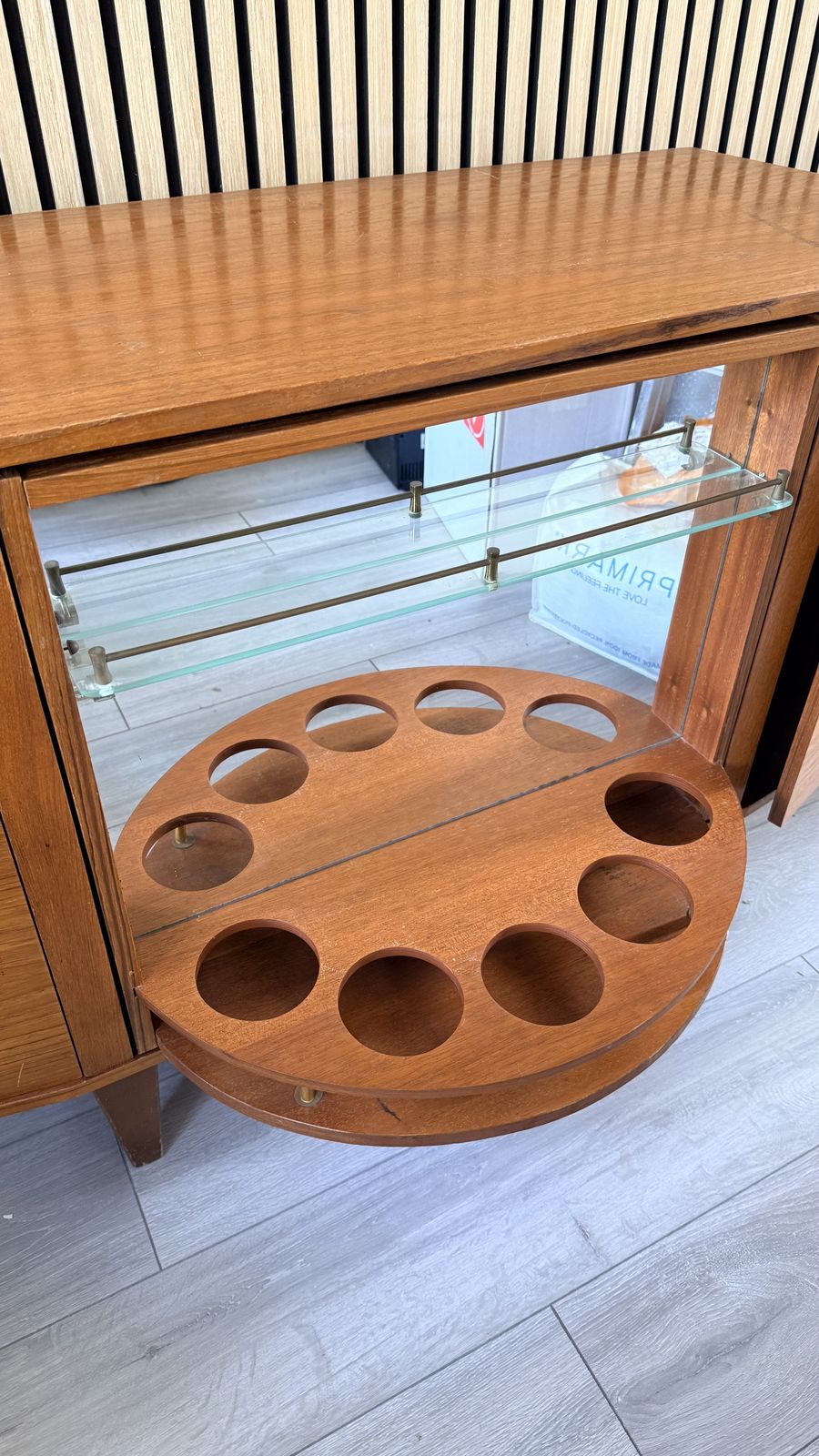Mid Century Teak Cocktail Cabinet   Sureline By George Serlin & Sons   1950's Rotating Bar photo for sale