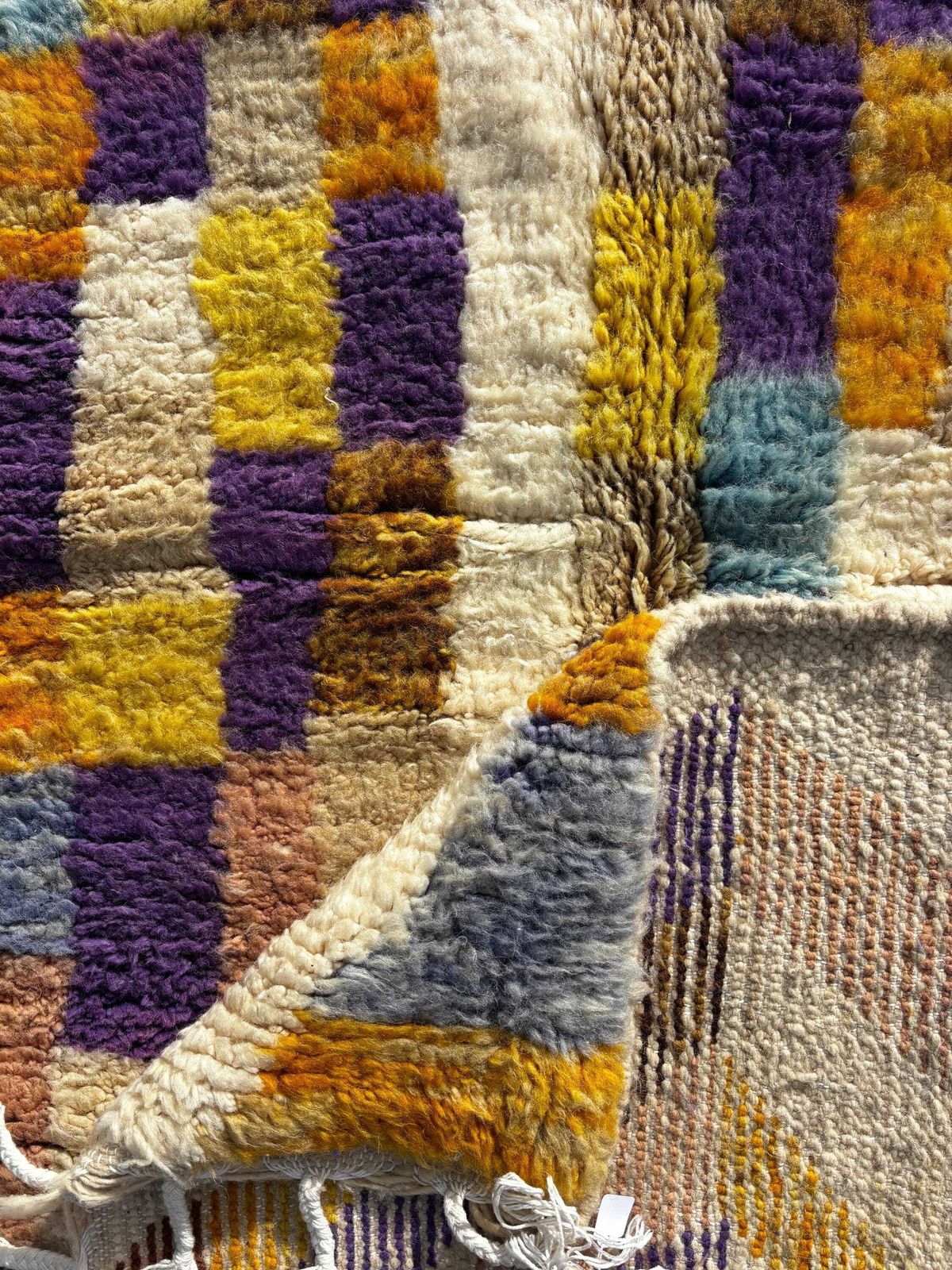 Handmade Moroccan Colorful Wool Rug 165x250 Cm – Minimal Geometric Design – Beni Ourain Berber Area Rug – Modern Boho Home Decor photo Textiles