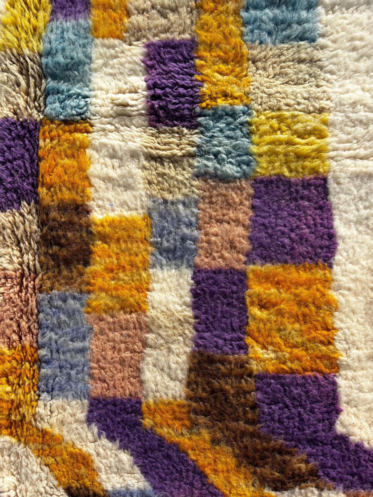 Handmade Moroccan Colorful Wool Rug 165x250 Cm – Minimal Geometric Design – Beni Ourain Berber Area Rug – Modern Boho Home Decor photo vintage