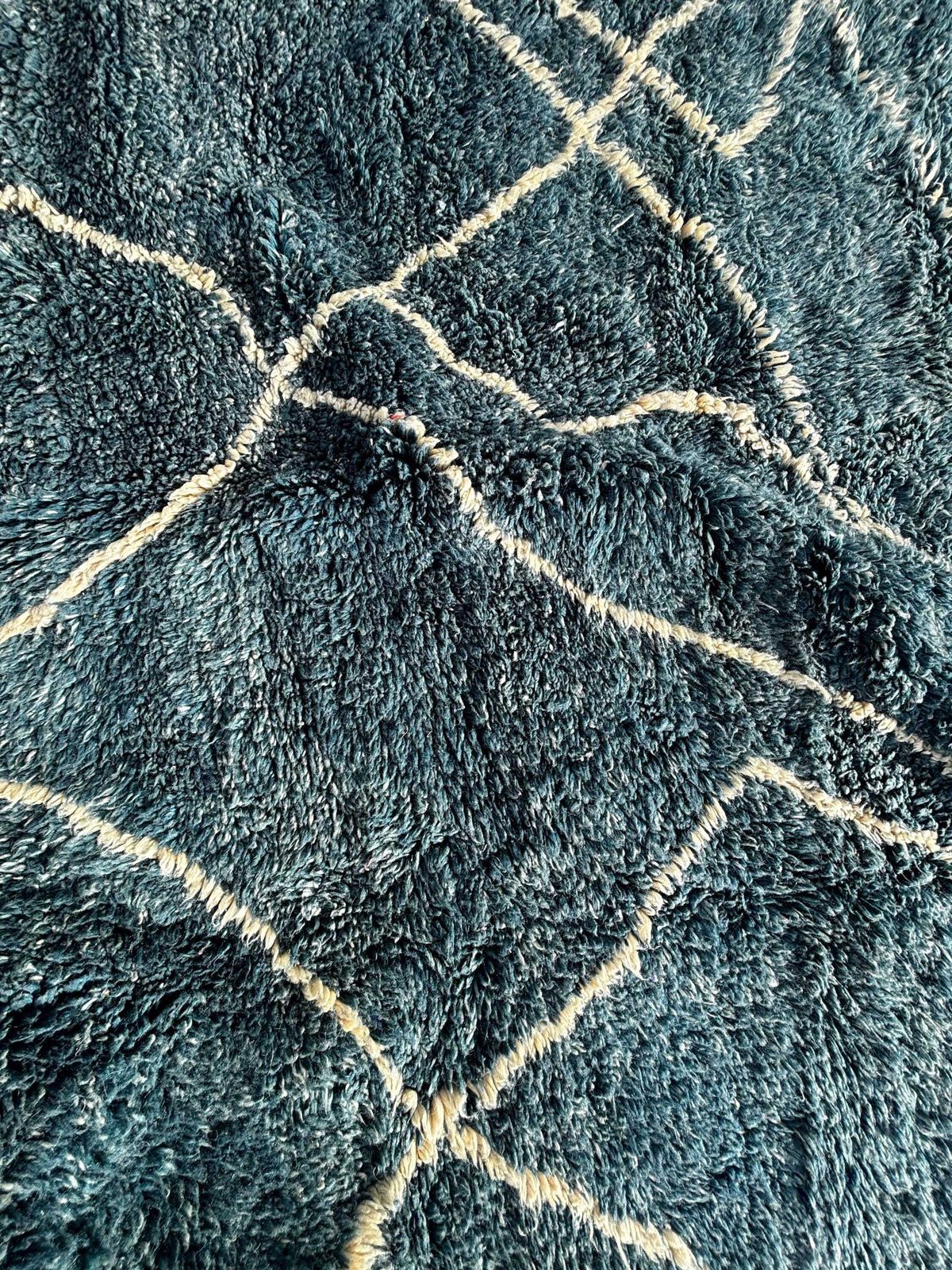photo for sale Berber Blue Moroccan Mrirt Wool Rug 270x240 Cm– Handwoven Neutral Berber Carpet,Beni Ourain Carpet , Modern Minimalist Decor