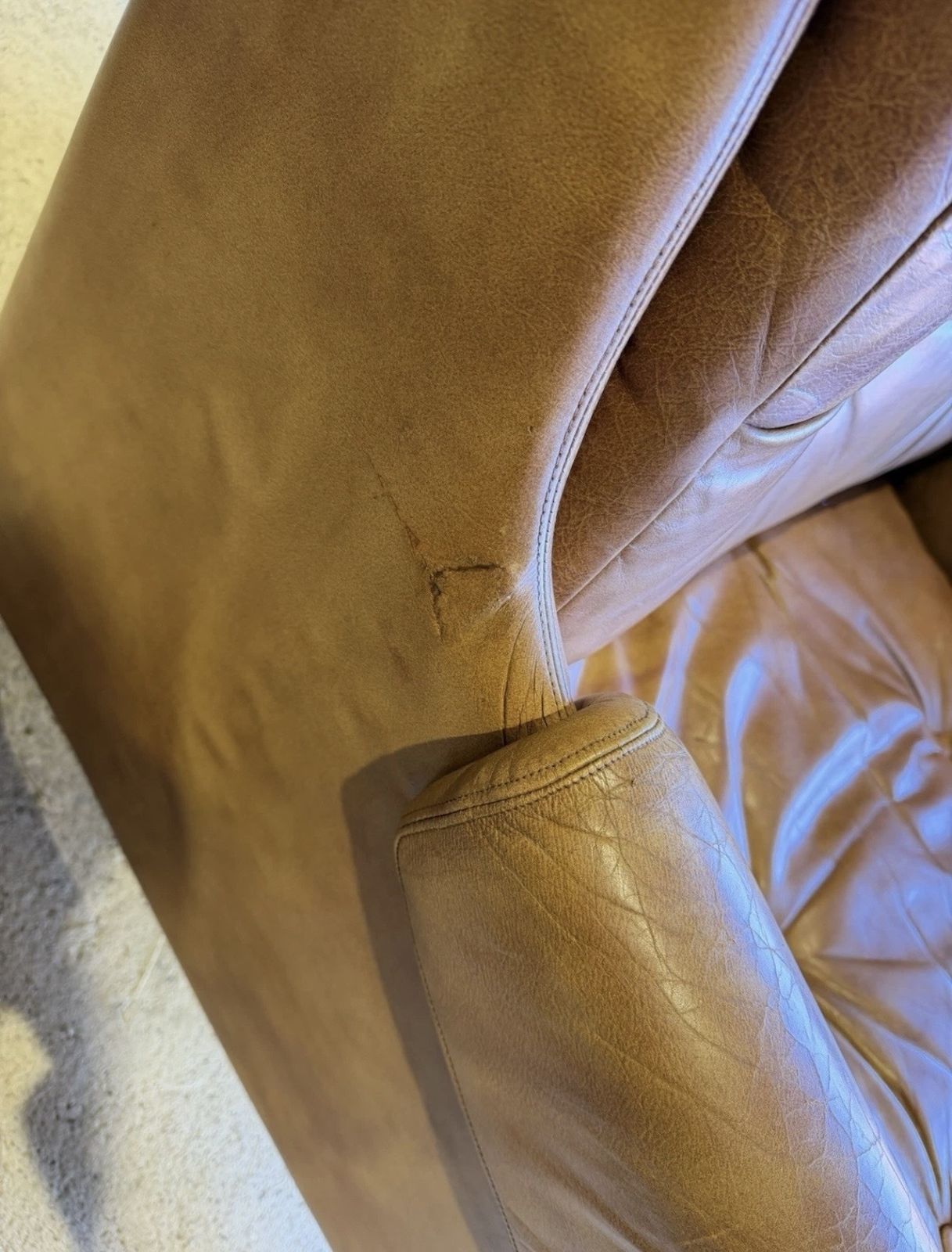 photo buy Mid Century Tan Leather Lounge Chair By Wittmann 1970s