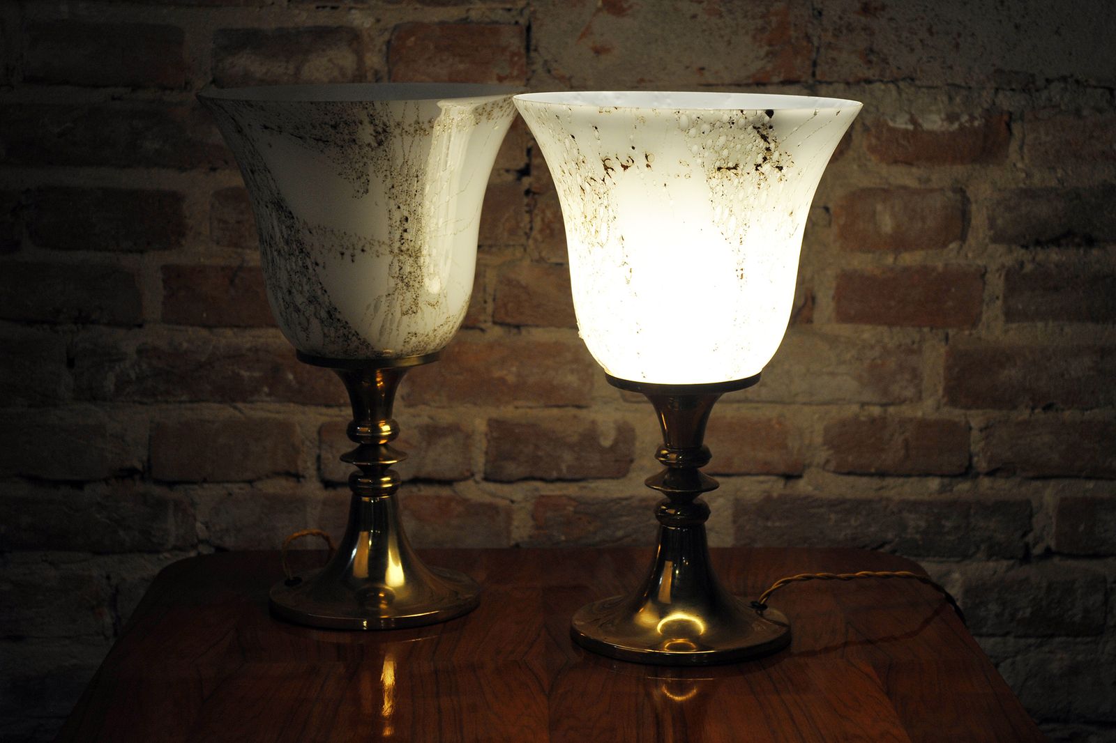 Pair Of Restored Mid Century Table Lamps, By Kamenický šenov, Czech, 1960s photo vinterior