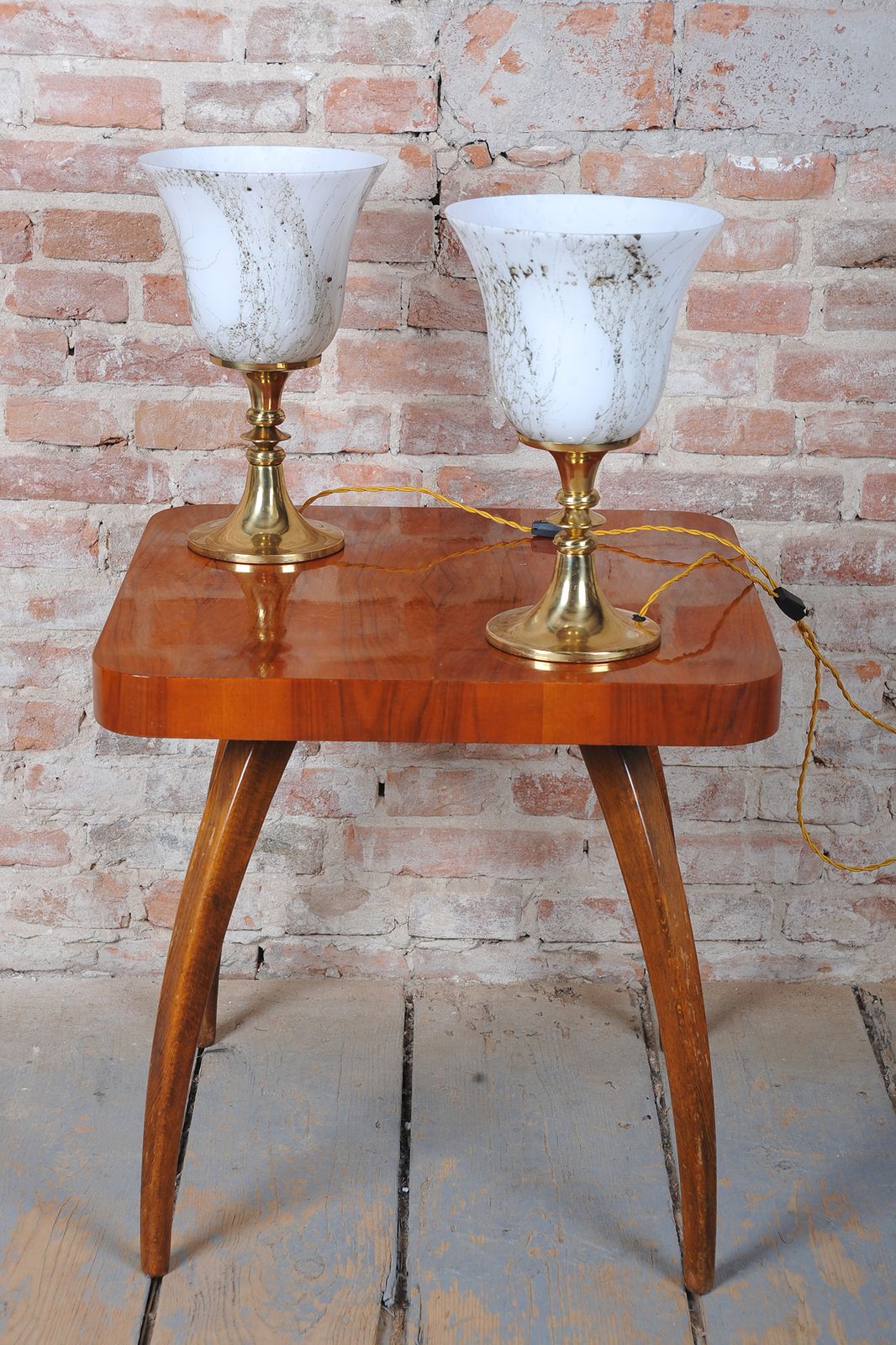 Pair Of Restored Mid Century Table Lamps, By Kamenický šenov, Czech, 1960s photo vintage