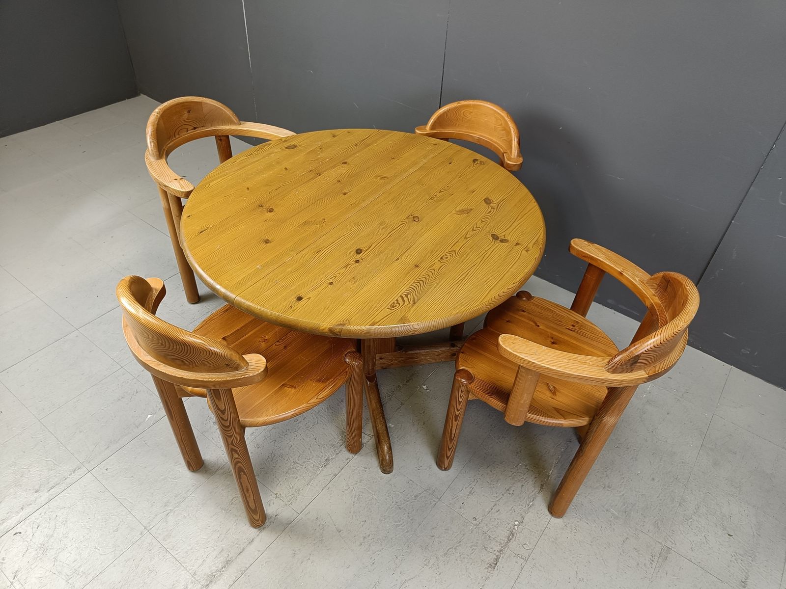 Rainer Daumiller Pine Wood Dining Set For Hirtshals Savvaerk   Set Of 4   1980s photo vintage