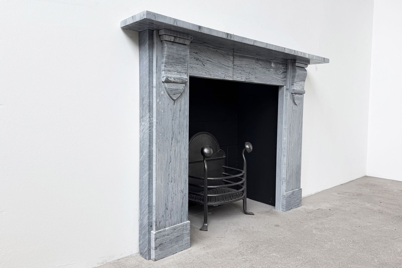 Antique 19th Century Grey Marble Fireplace Surround photo for sale