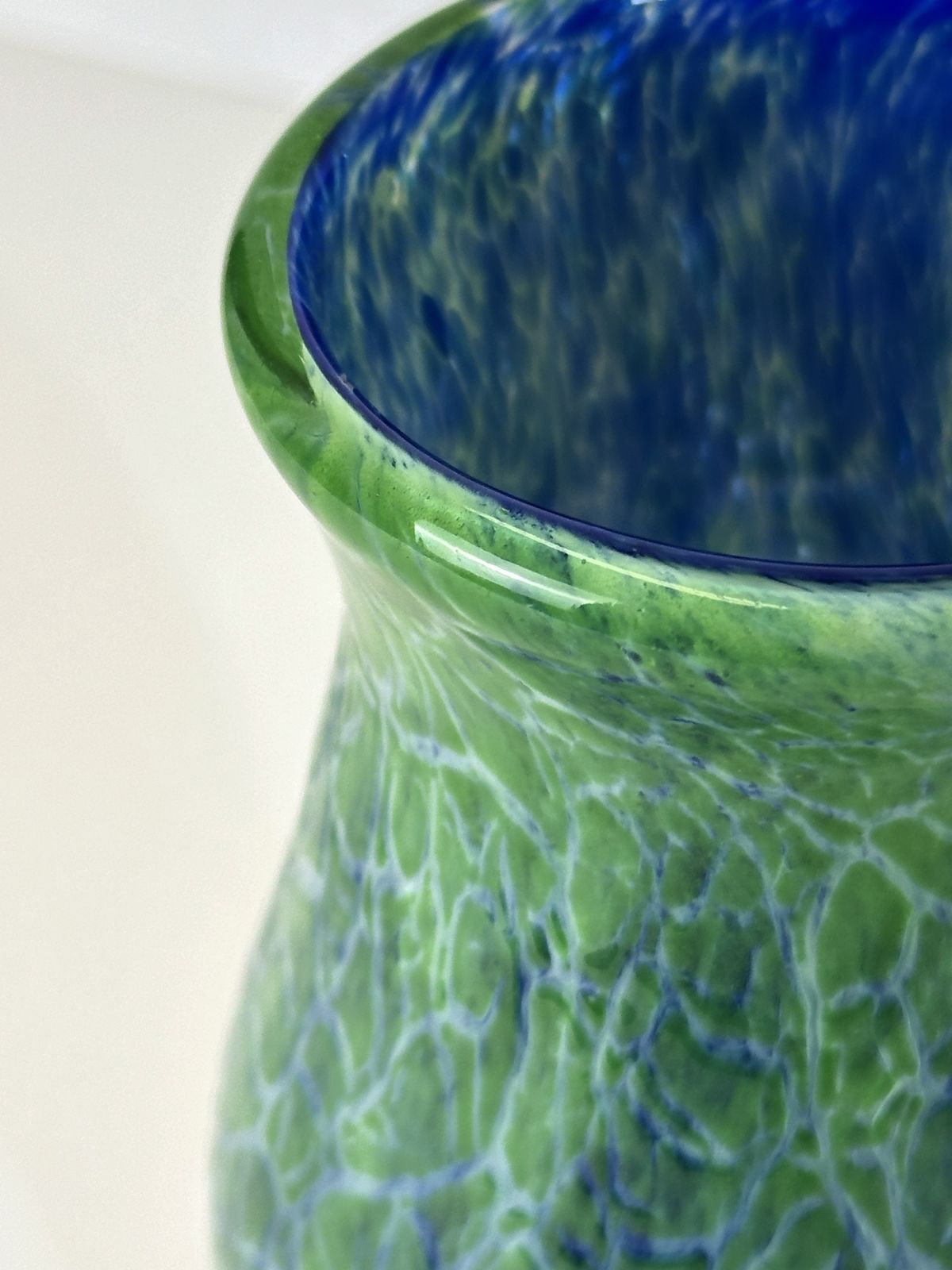 Art Glass Vase Green And Blue Crackle Glass Attributed To Gunnar Håkansson Johansfors Sweden 1930s photo furniture