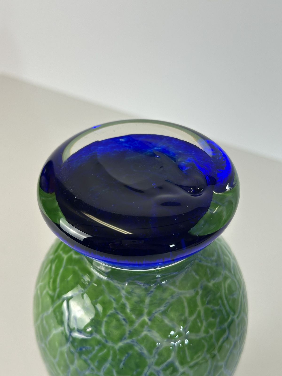 Art Glass Vase Green And Blue Crackle Glass Attributed To Gunnar Håkansson Johansfors Sweden 1930s photo buy