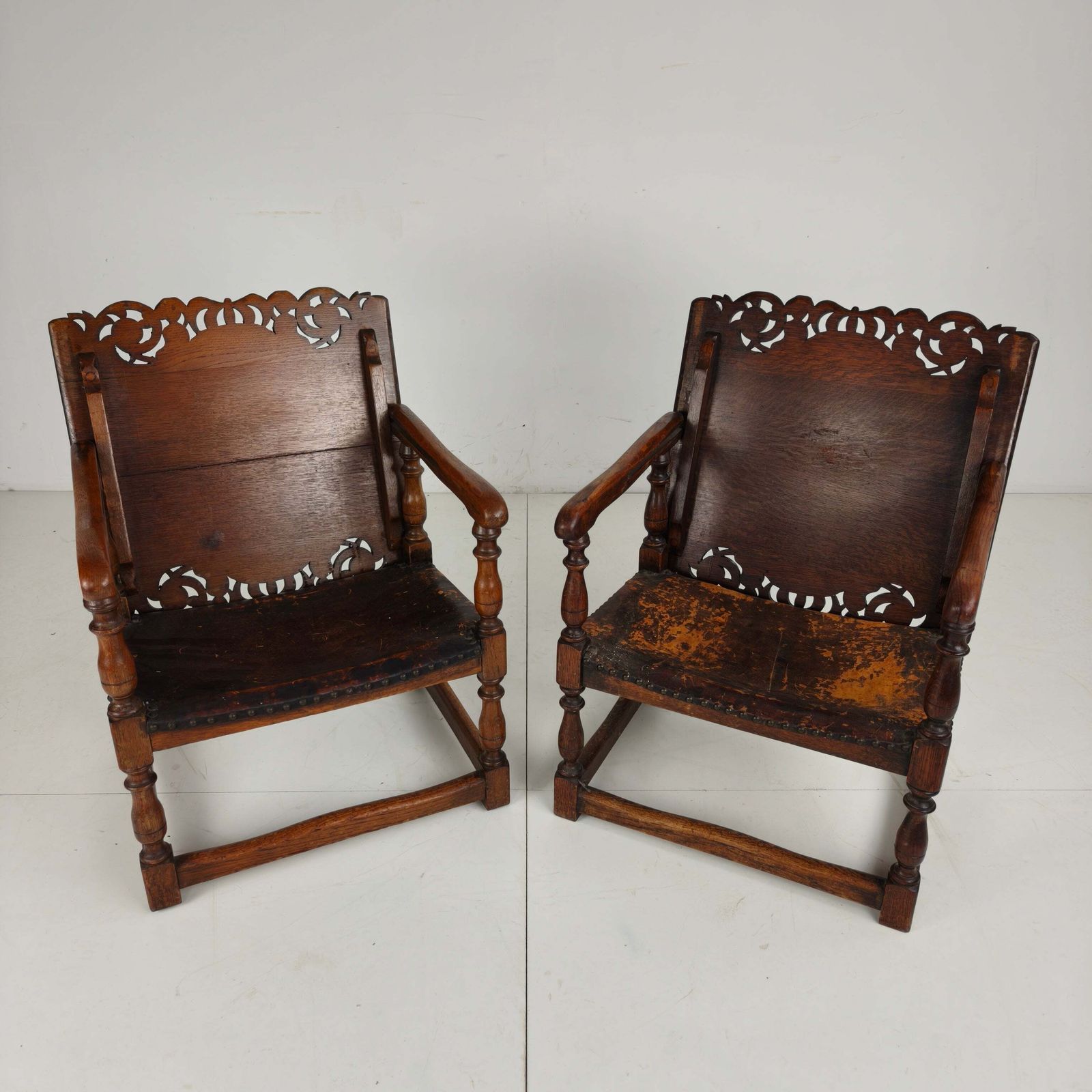 Pair Of English Antique Jacobean Monk Armchairs / Tables By F. Parker & Sons Ltd photo furniture