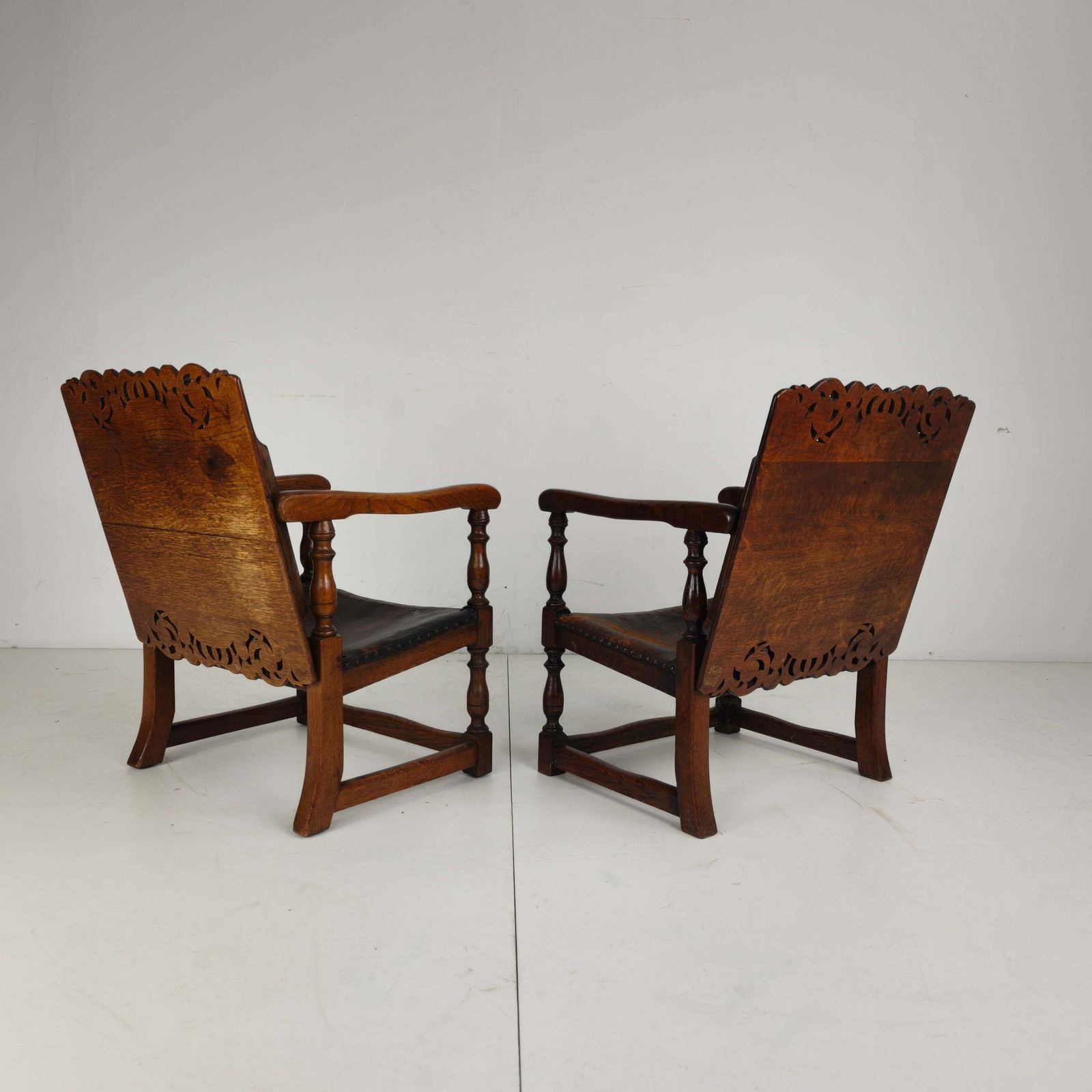 Pair Of English Antique Jacobean Monk Armchairs / Tables By F. Parker & Sons Ltd photo for sale