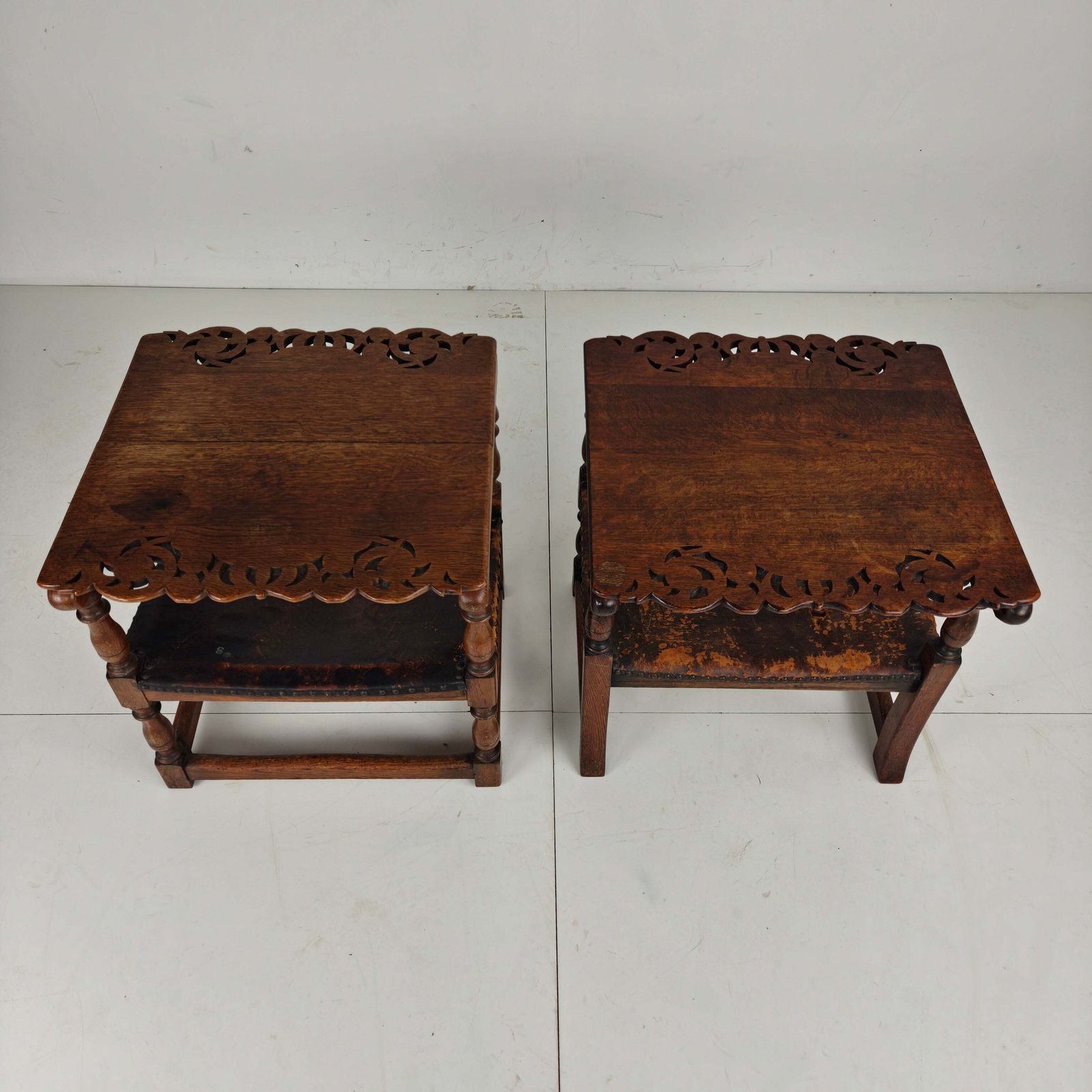 Pair Of English Antique Jacobean Monk Armchairs / Tables By F. Parker & Sons Ltd photo buy