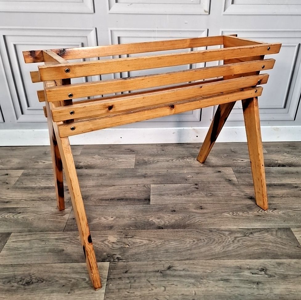 Vintage Pine Trough Planter Solid Wooden Garden Plant Stand Holder Retro
