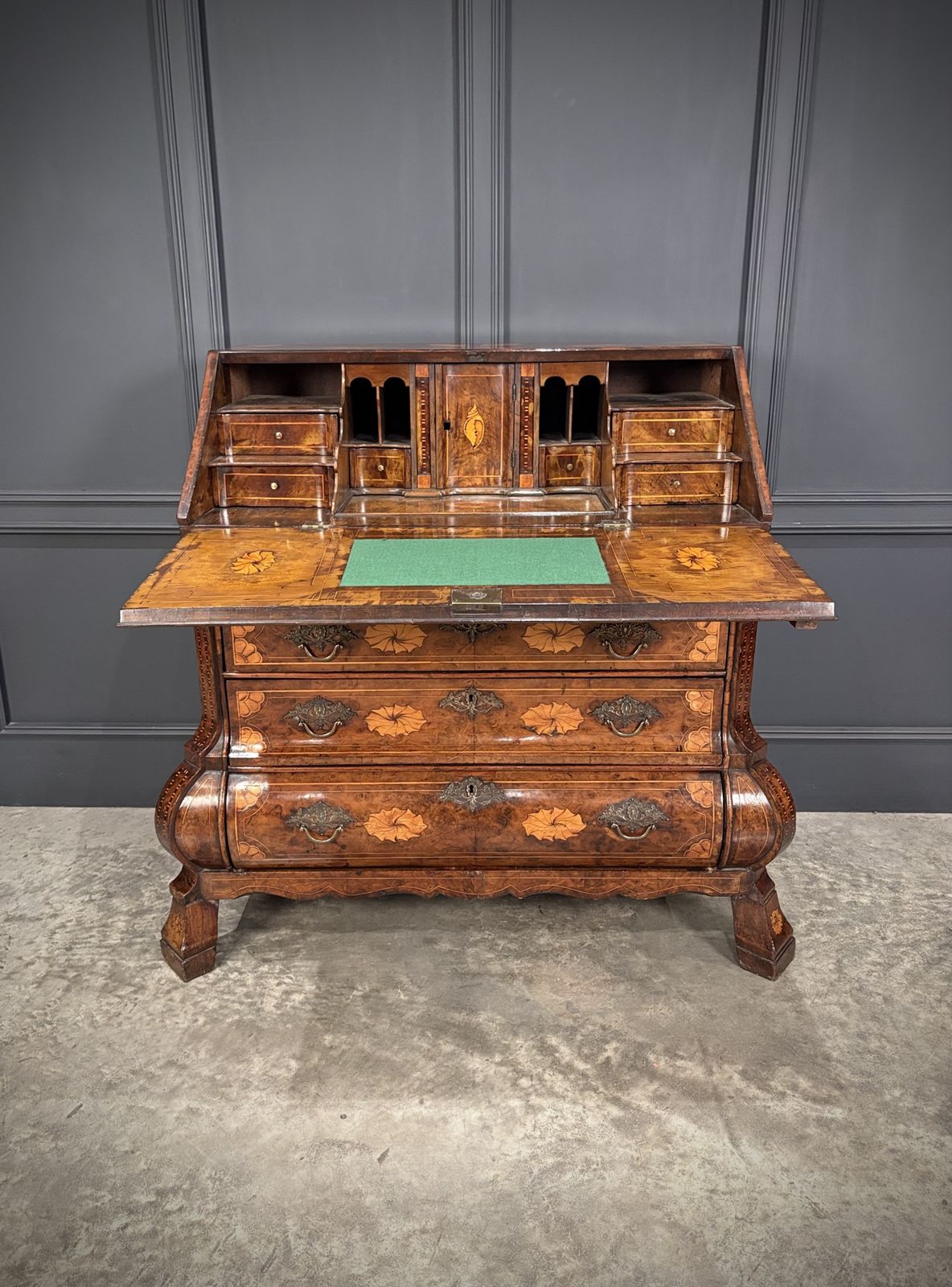 Dutch Marquetry Inlaid Walnut Bureau photo 3450.0
