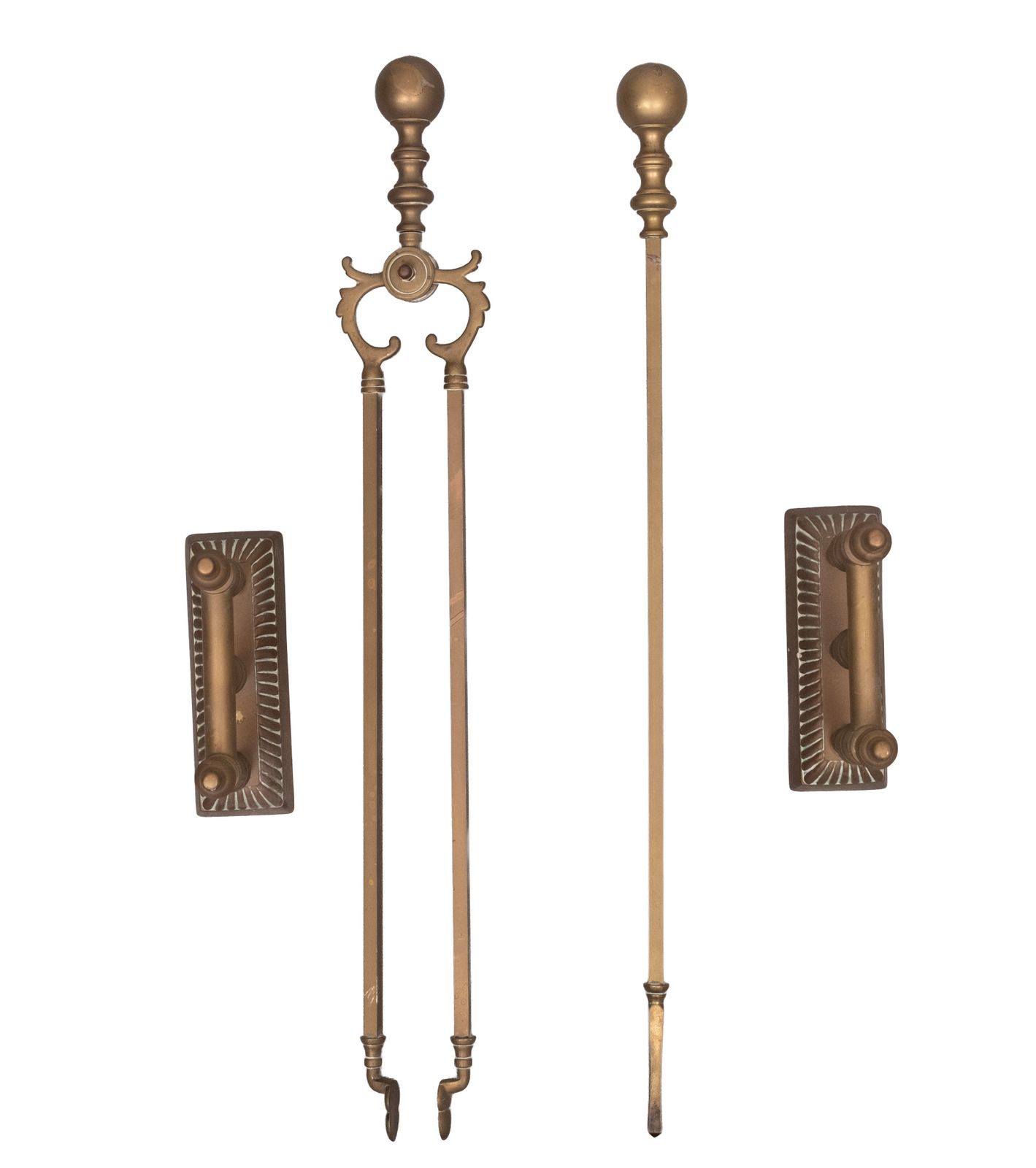 Antiek Messing Haardgereedschap 19e Eeuw photo vinterior