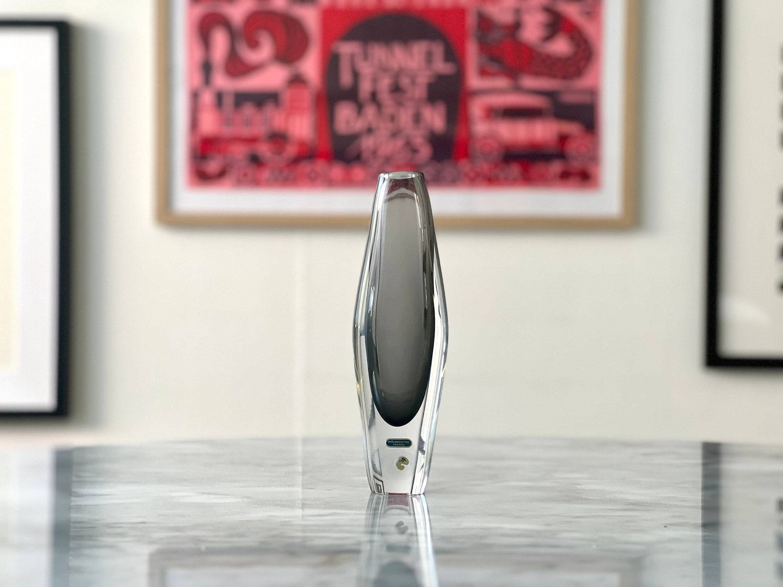 Josef Schott Art Glass Vase: Smokey Grey Smalandshyttan, Sweden photo Home Decor