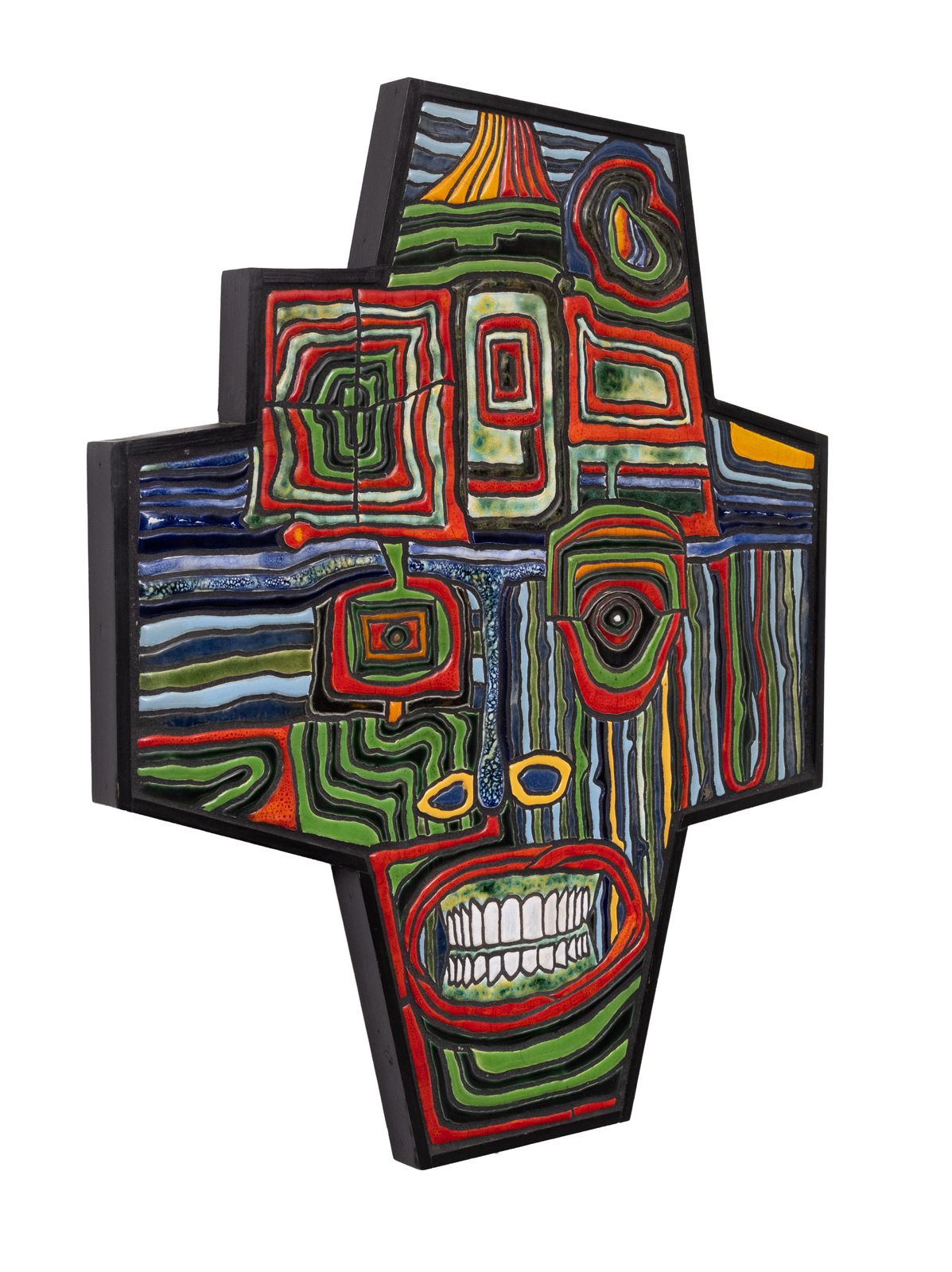 Psychedelic Ceramic Wall Art, The Smile, Karel F Van Der Wilk . 1977 Holland photo furniture