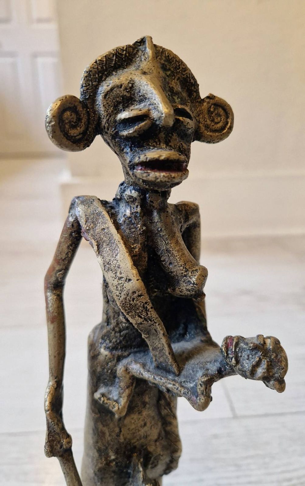 African Bronze Tribal Art Brass Figurine photo vintage