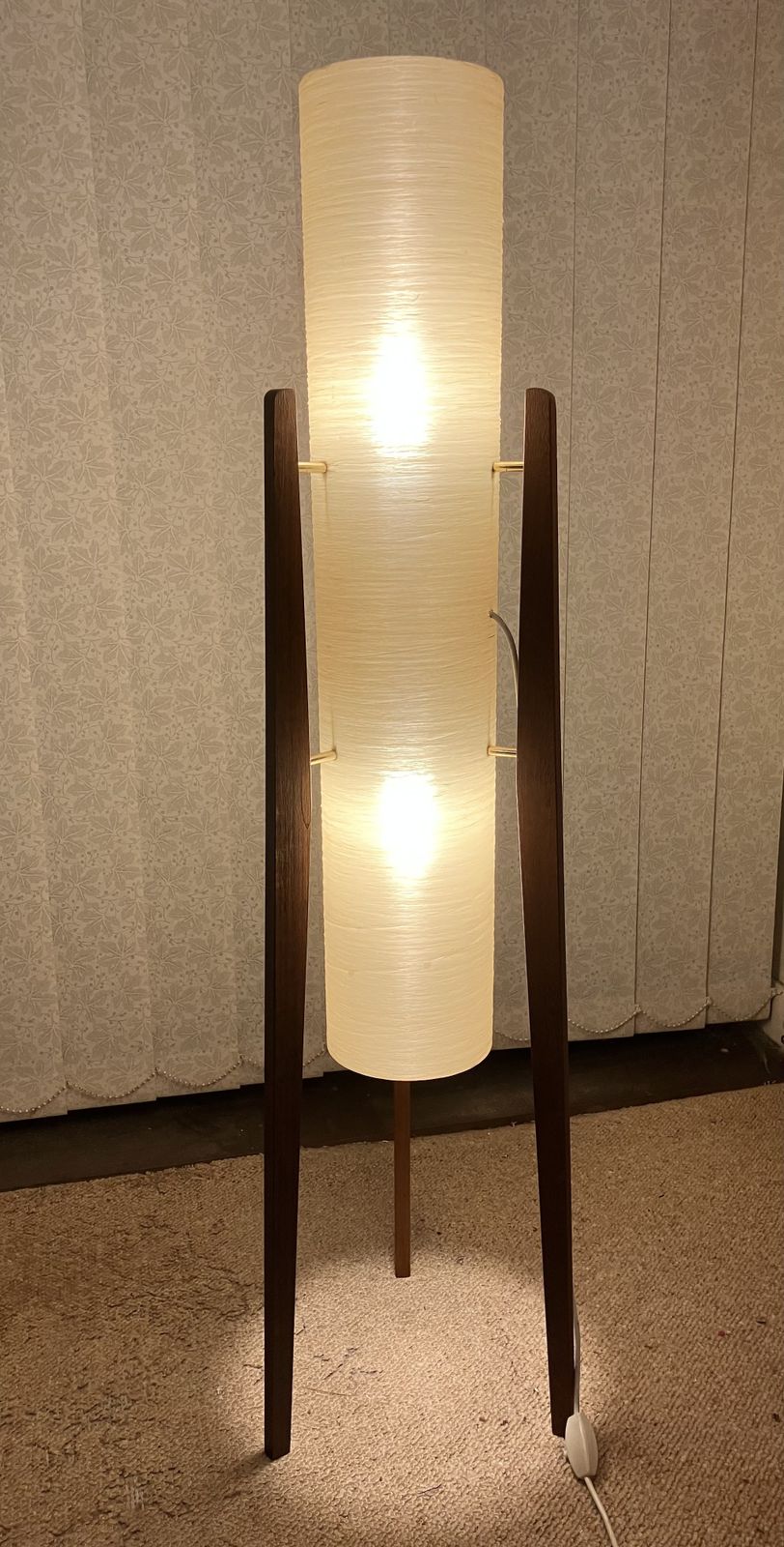 Rocket Floor Lamp. 1960s Sheerlite, In Teak And Spun Fibreglass