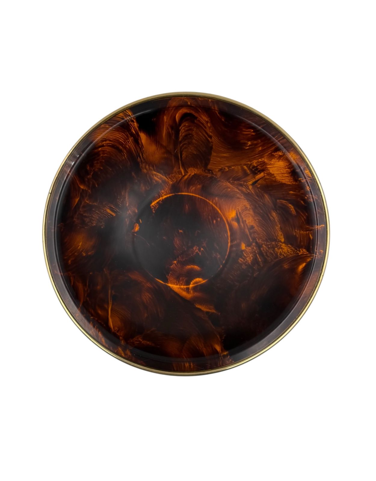 Hollywood Regency Brass And Tortoiseshell Lucite Bowl / Centerpiece, Italy 1970s photo Home Decor