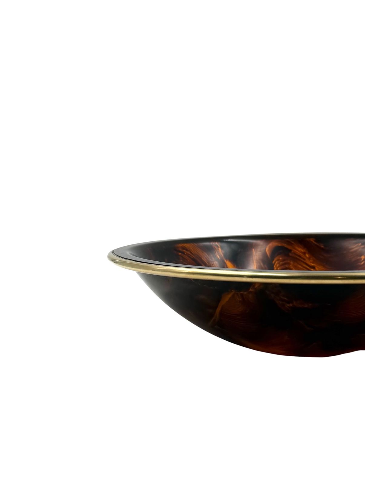 Hollywood Regency Brass And Tortoiseshell Lucite Bowl / Centerpiece, Italy 1970s photo 380.0