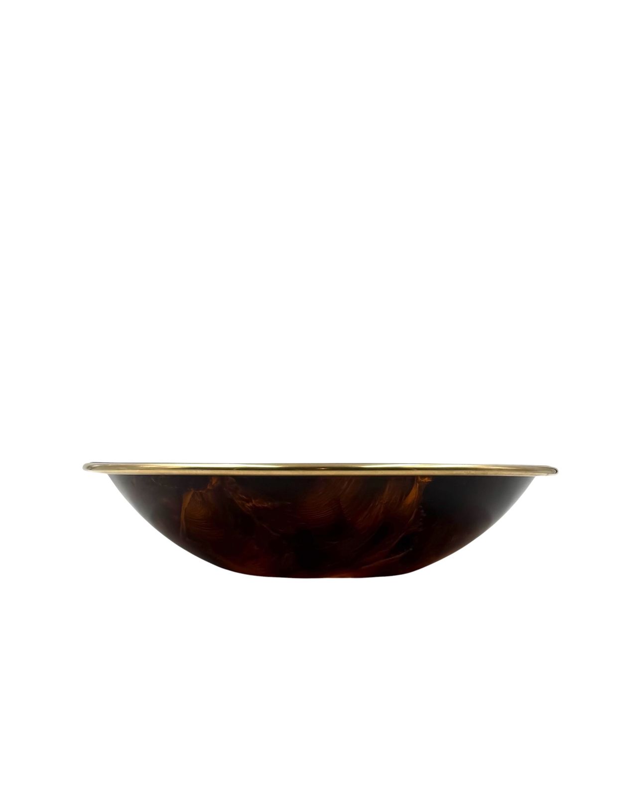 photo furniture Hollywood Regency Brass And Tortoiseshell Lucite Bowl / Centerpiece, Italy 1970s