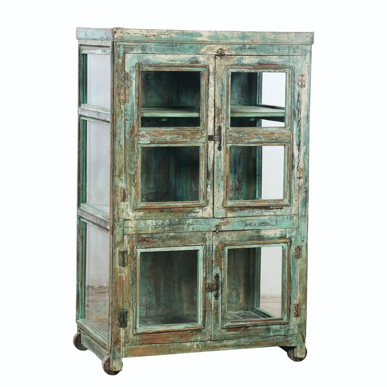Leela Vintage Reclaimed Indian Glass Cabinet photo furniture