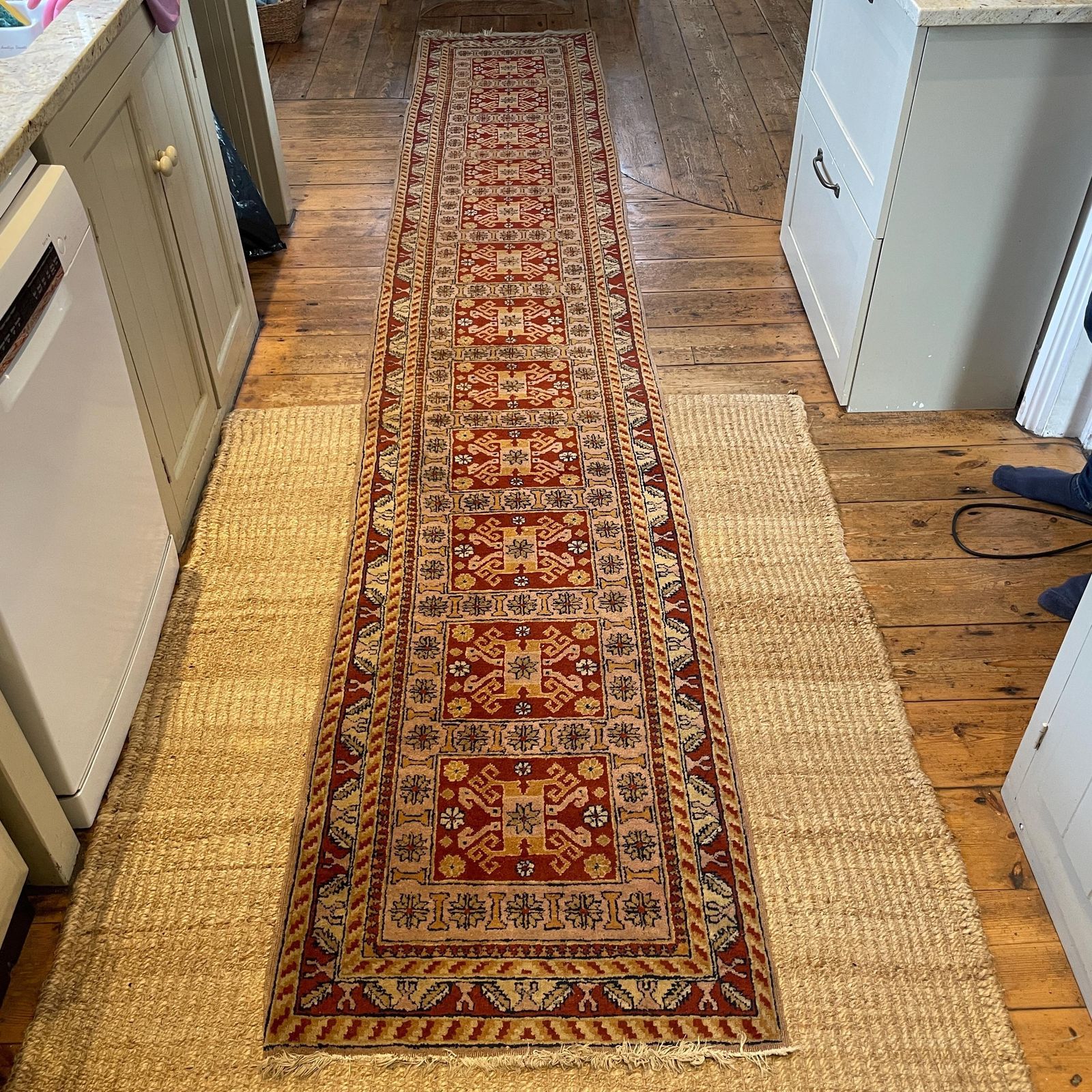 Antique Style Runner Rug Wool Hallway Vintage Oriental Soft Pink Red 4 Meters Geometric Tassels Handmade Wool Narrow Entryway photo 295.0