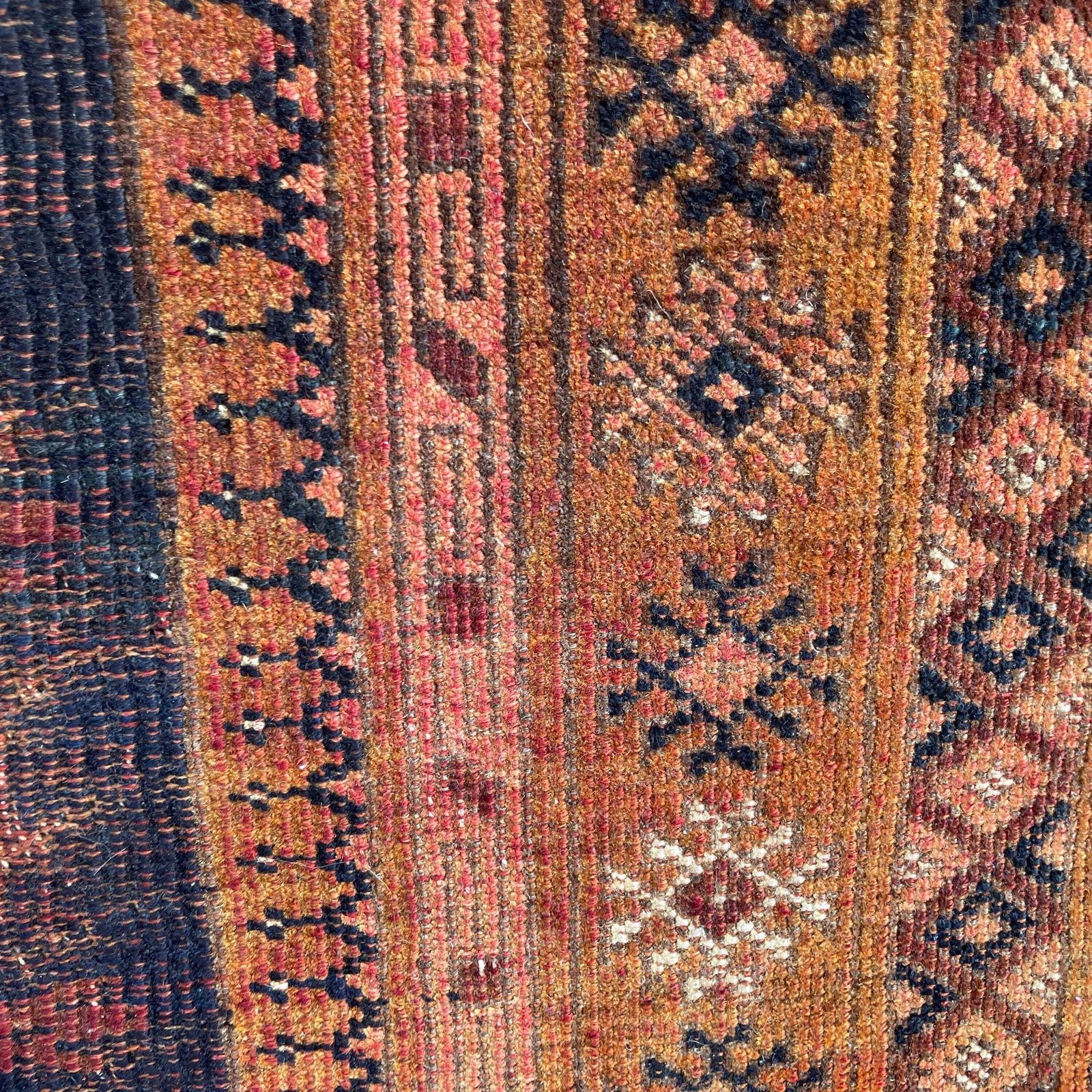 photo furniture Middle Eastern Wool Rug Hand Knotted Orange Brown Geometric Patter Small Area Carpet Low Pile Hallway Bedroom Living Room