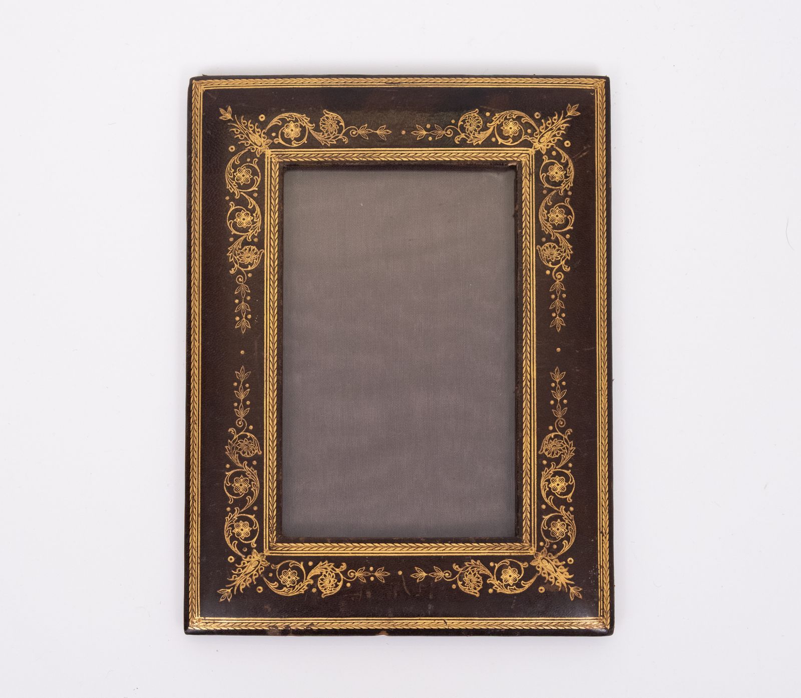 Vergulde Reliëf Lederen Fotolijst Frankrijk Jaren 1920