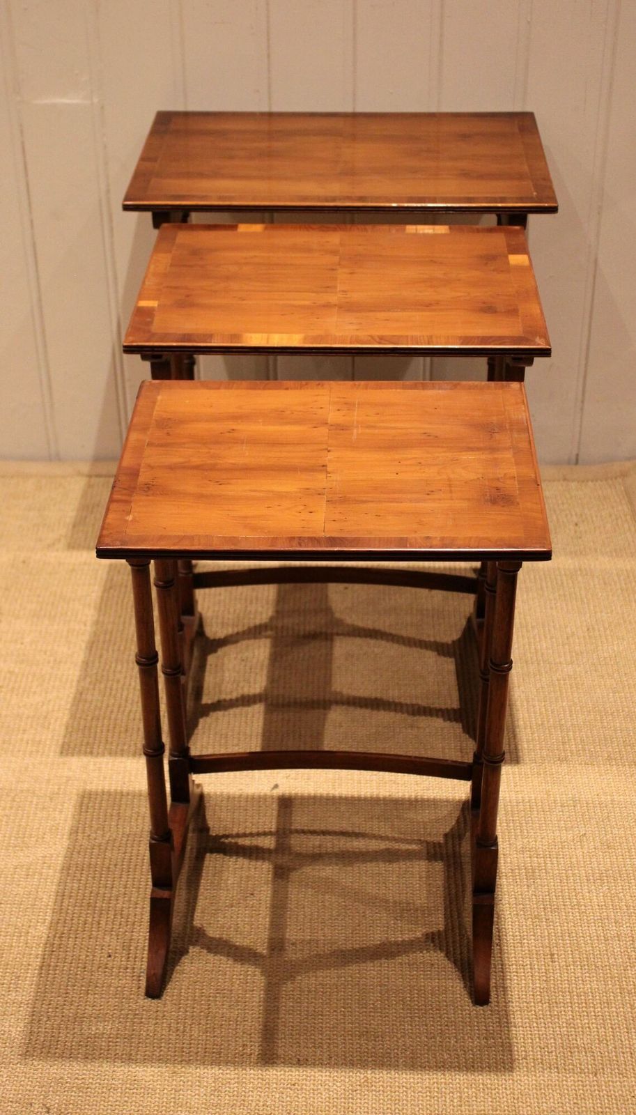 Nest Of Three Yew Wood Tables, 1960s photo furniture