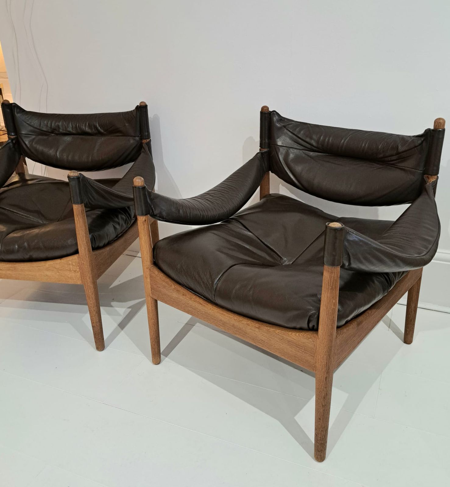 Kristian Vedel "Modus" Danish Oak Lounge Chairs, Circa 1970, Pair photo for sale