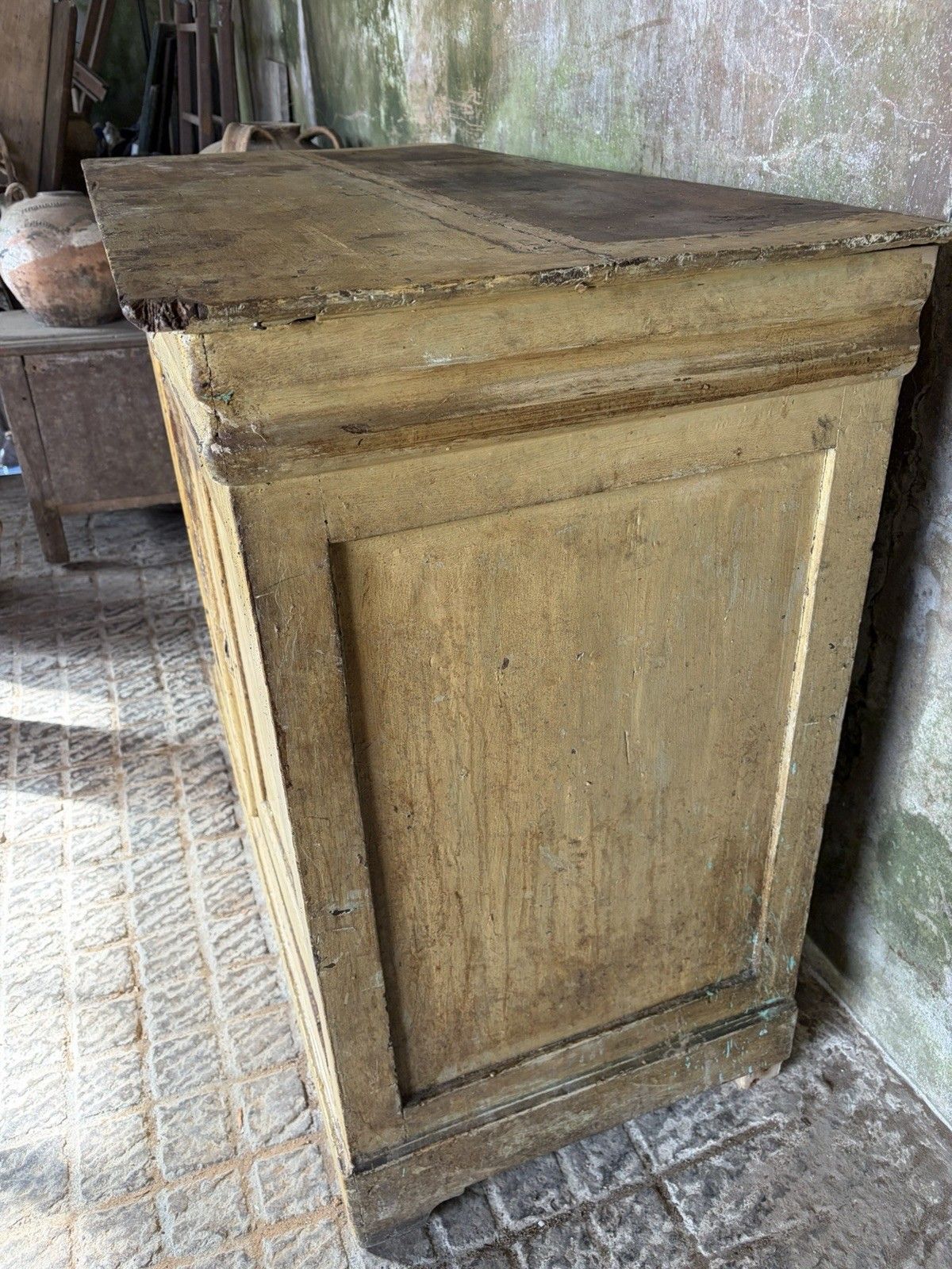 photo buy Antique French Provincial Yellow Farmhouse Pine Buffet Sideboard  19th Century.