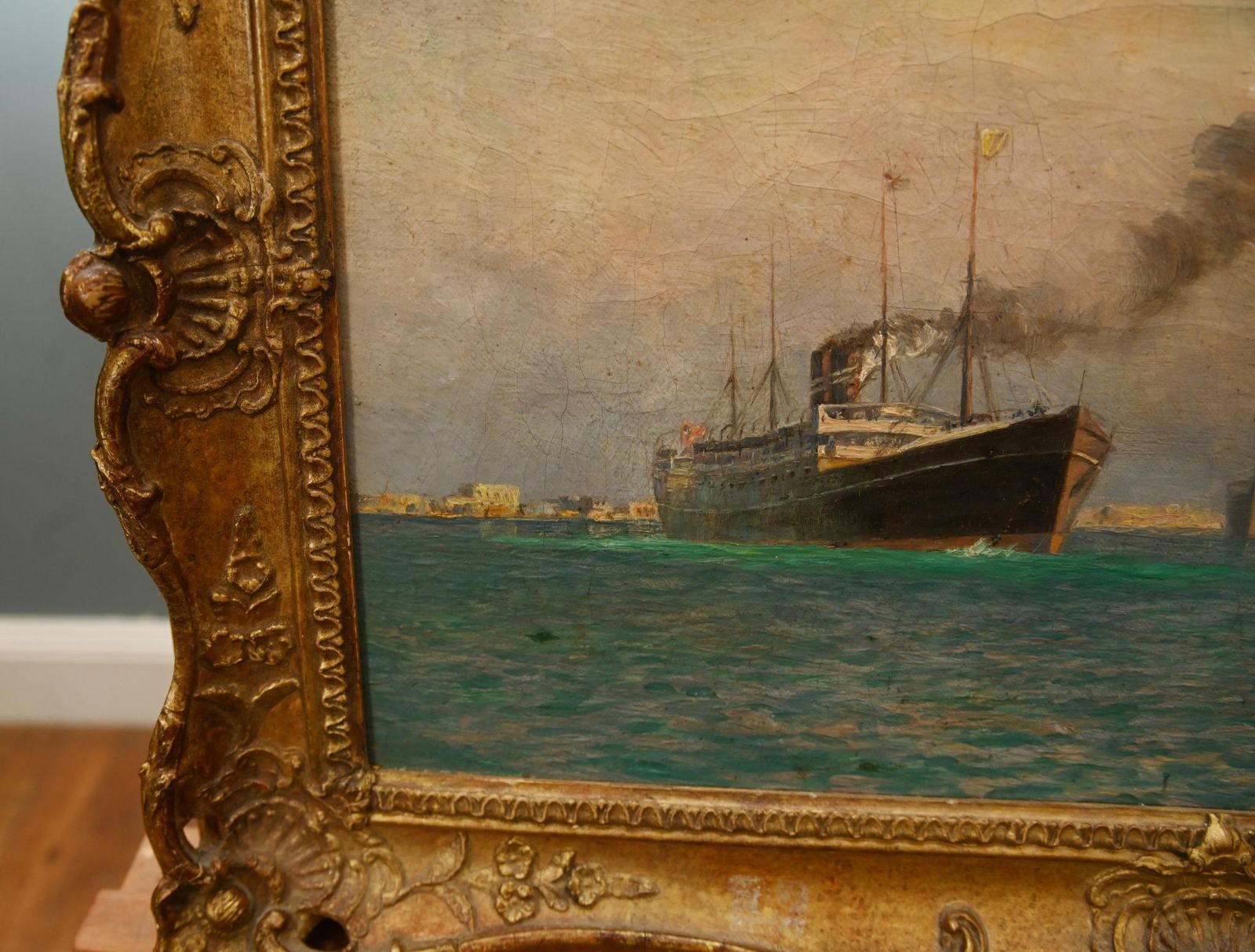 Victorian Sea Scape Oil Painting Harbour Signed D King 1890 photo buy