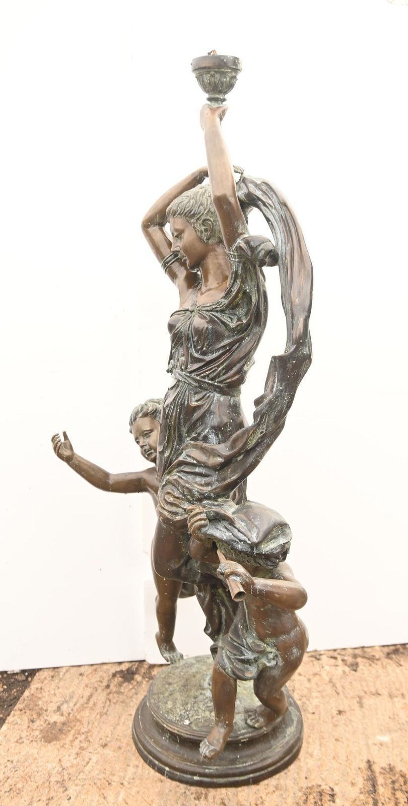 Large Bronze Figural Torchere Lamp After Carrier Allegory Of Dance 6ft 193 Cm photo 3750.0