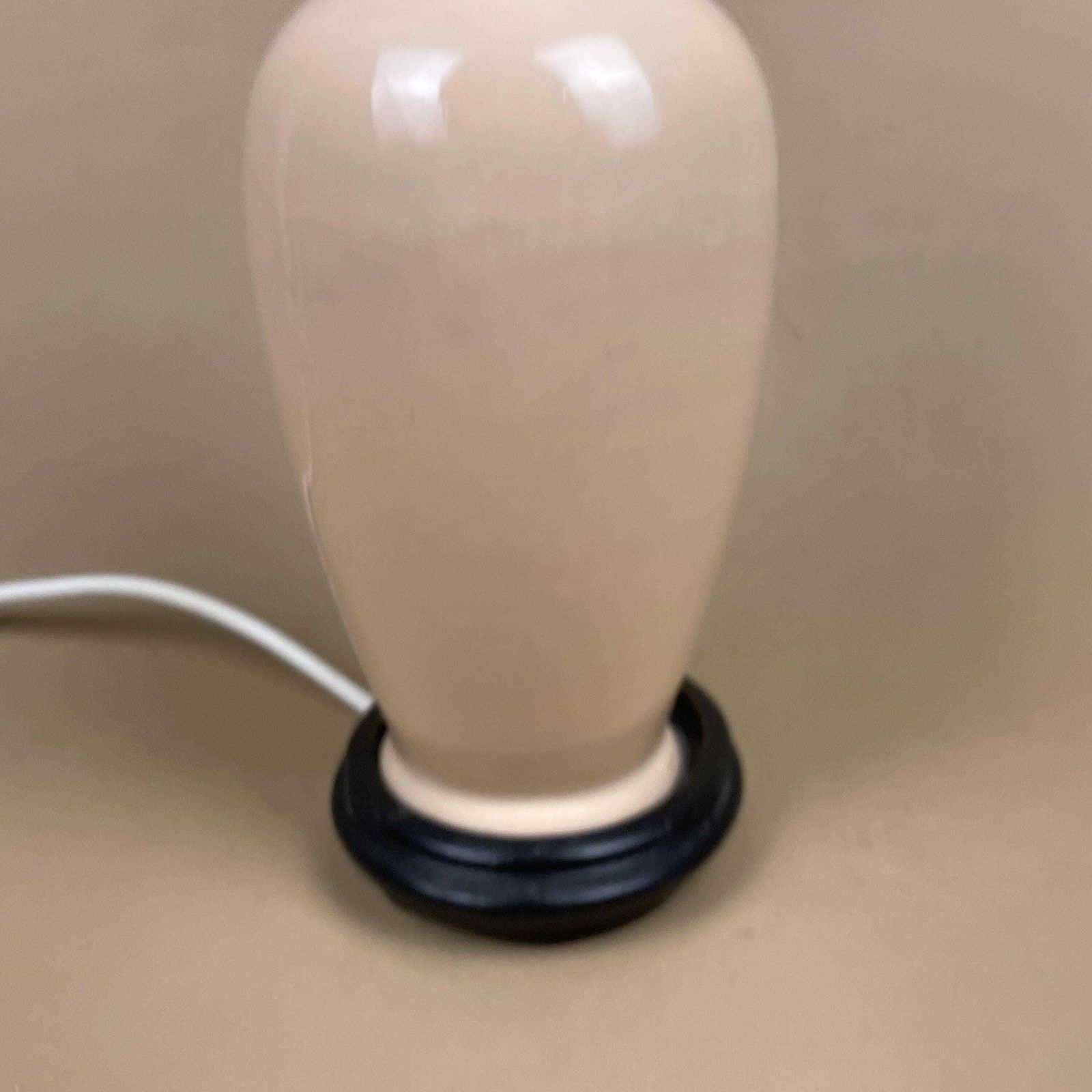 Oriental Ceramic Lamp Light Bedside Table Wood Base Chinese Vase Cream Beige Antique Gold Metal Wooden Classic Elegant Medium Side photo for sale