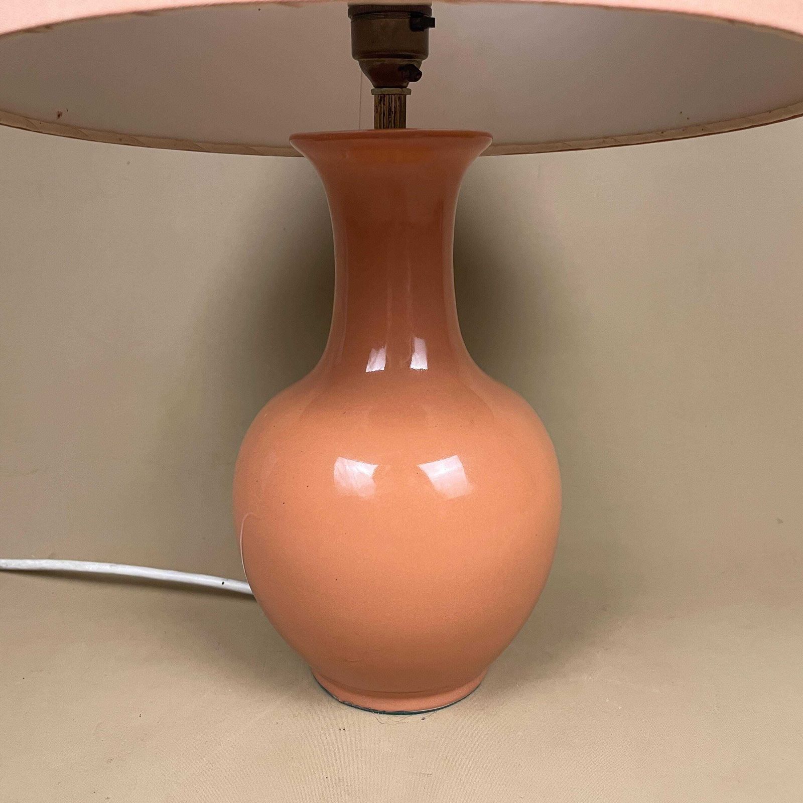 Oriental Ceramic Lamp Light Bedside Table Chinese Vase Peach Antique Gold Metal Classic Elegant Medium Side Lampshade Shade photo 89.0