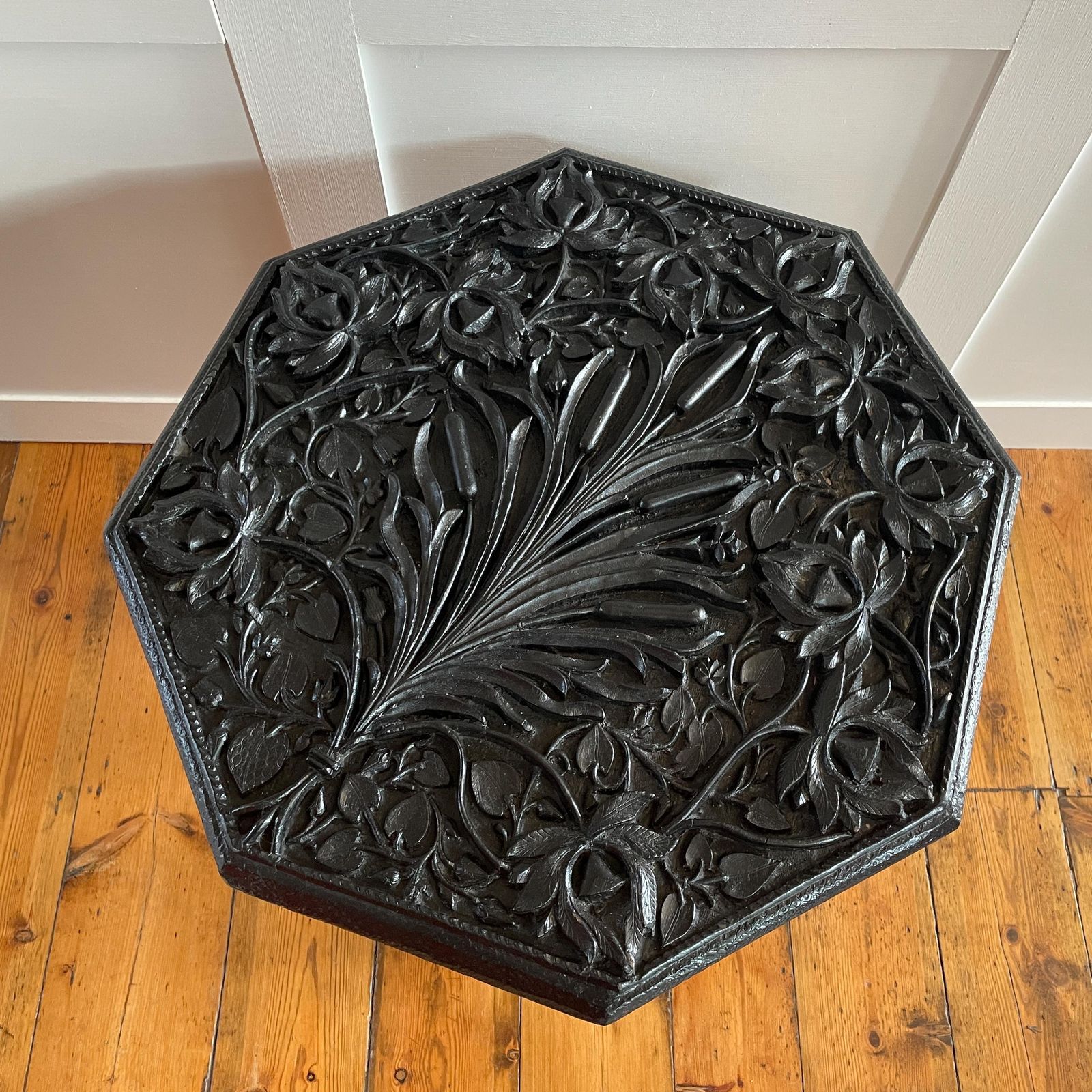 Anglo Indian Wooden Table Fold Down Campaign Decorative Intricate Patterned Hand Crafted Octogan C.1900 Antique Plant Stand Carved Wood photo buy