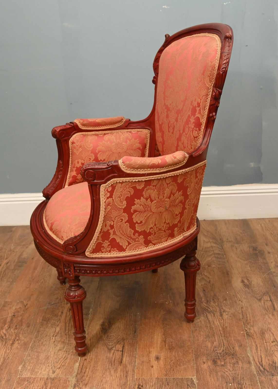 photo furniture Pair Victorian Arm Chairs Mahogany Seats Chair Sofa
