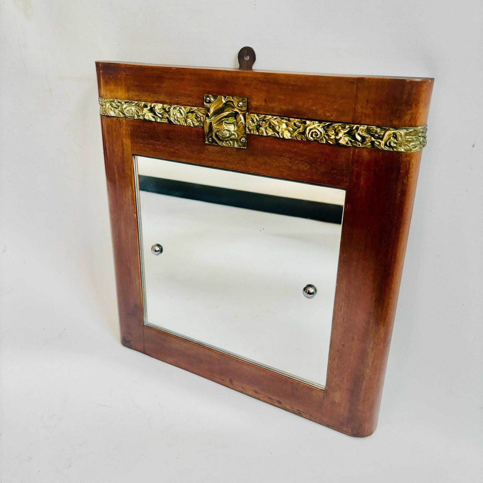 Rare Antique Art Nouveau Wall Mirror With Relief Cast Gilt Mounts 1900 photo Home Decor