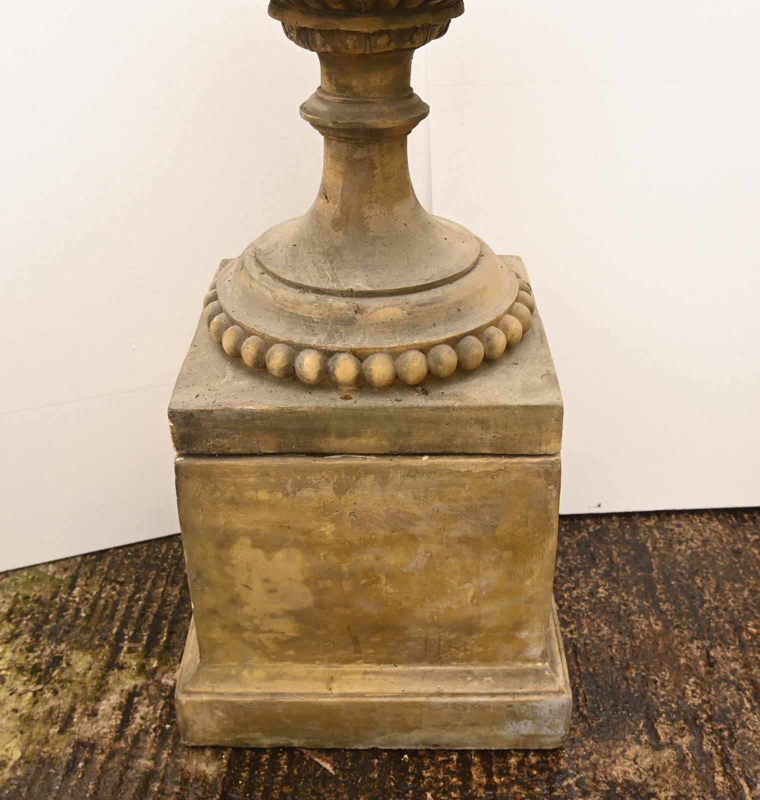 Pair Classical Stone Garden Urns English Finials With Ram Masks photo Garden Decor