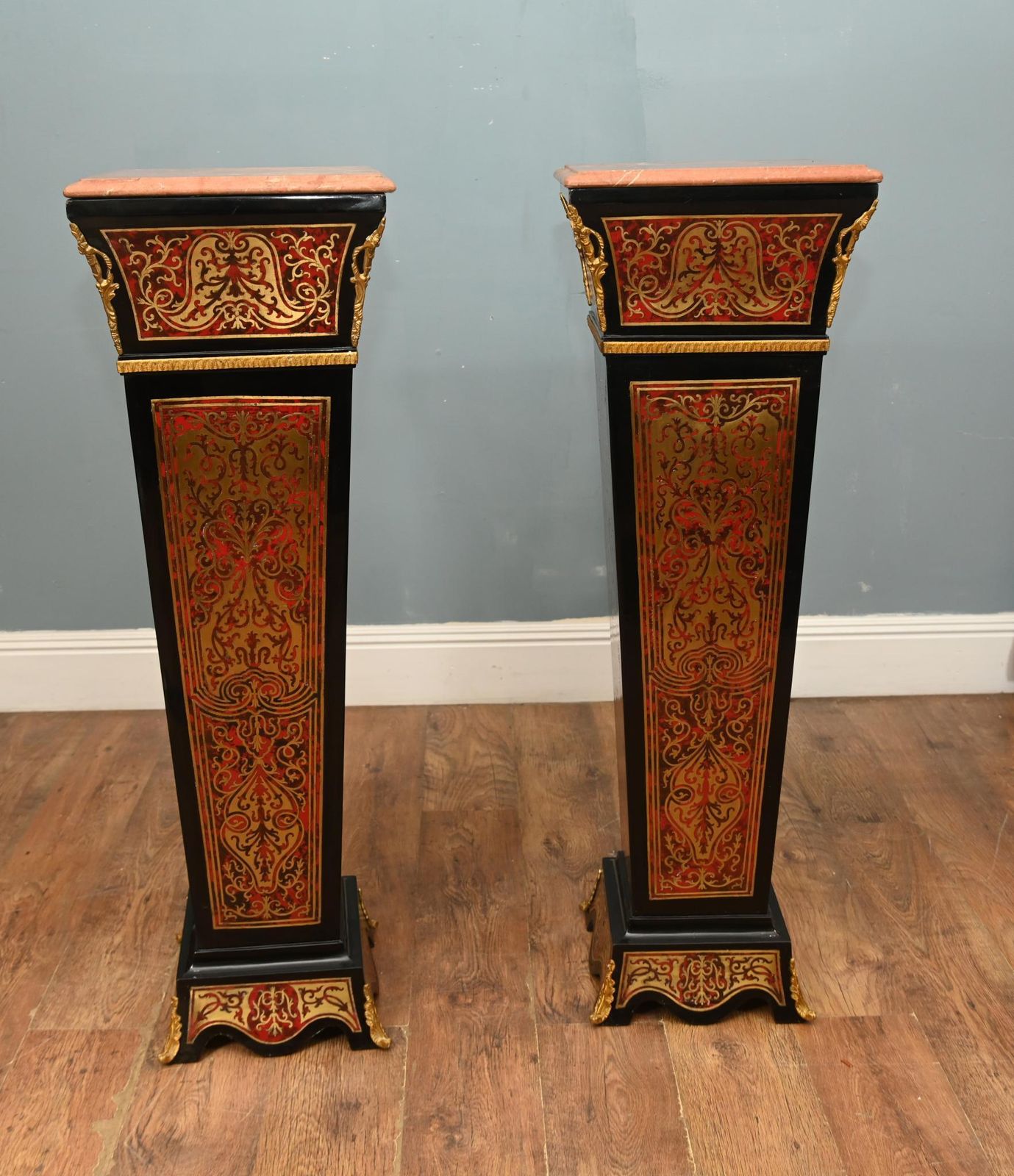 Boulle Pedestal Stand Column Support Louis XV Buhl Inlay photo furniture